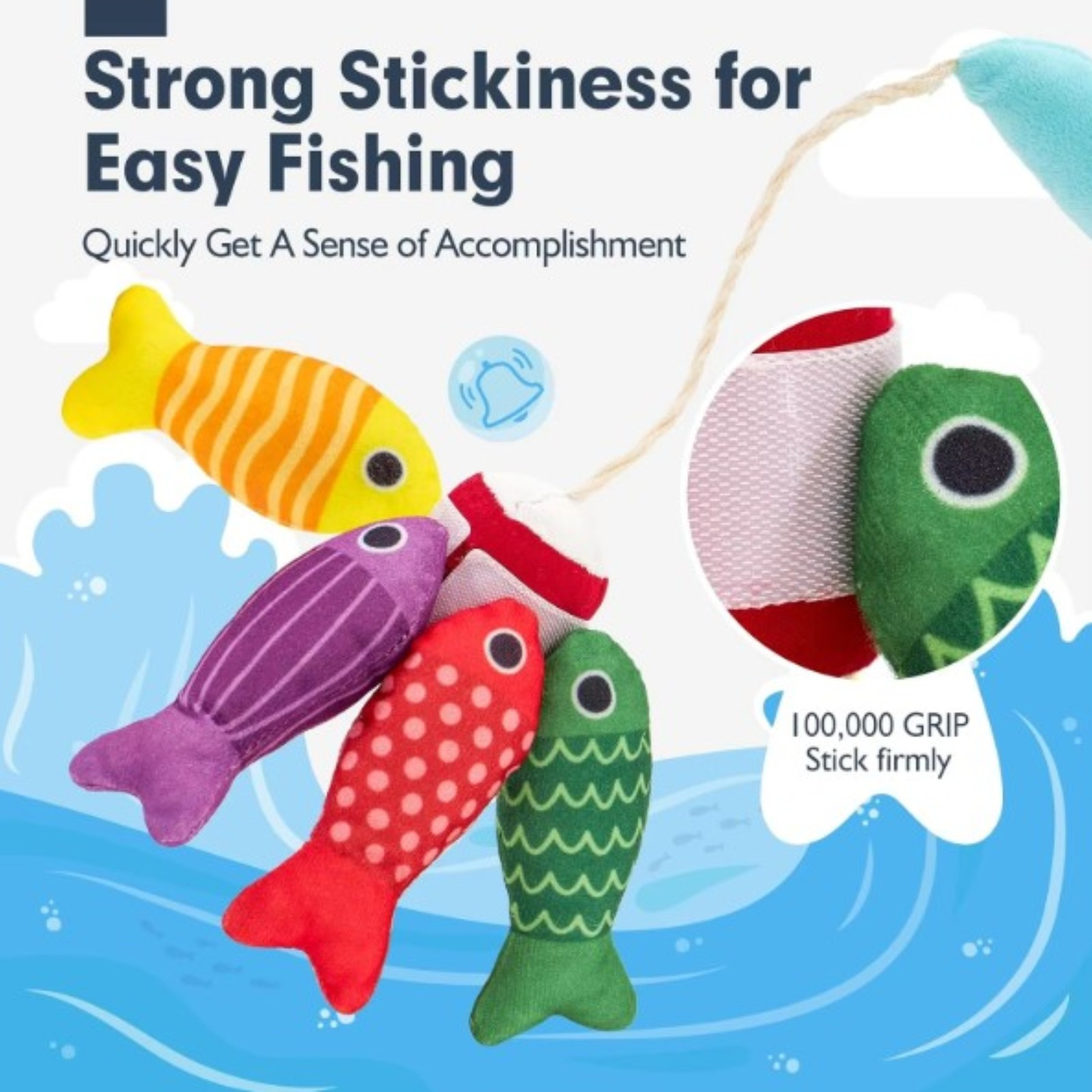 Cloth Fishing Game Color Sorting Counting Learning Toy for Toddlers A