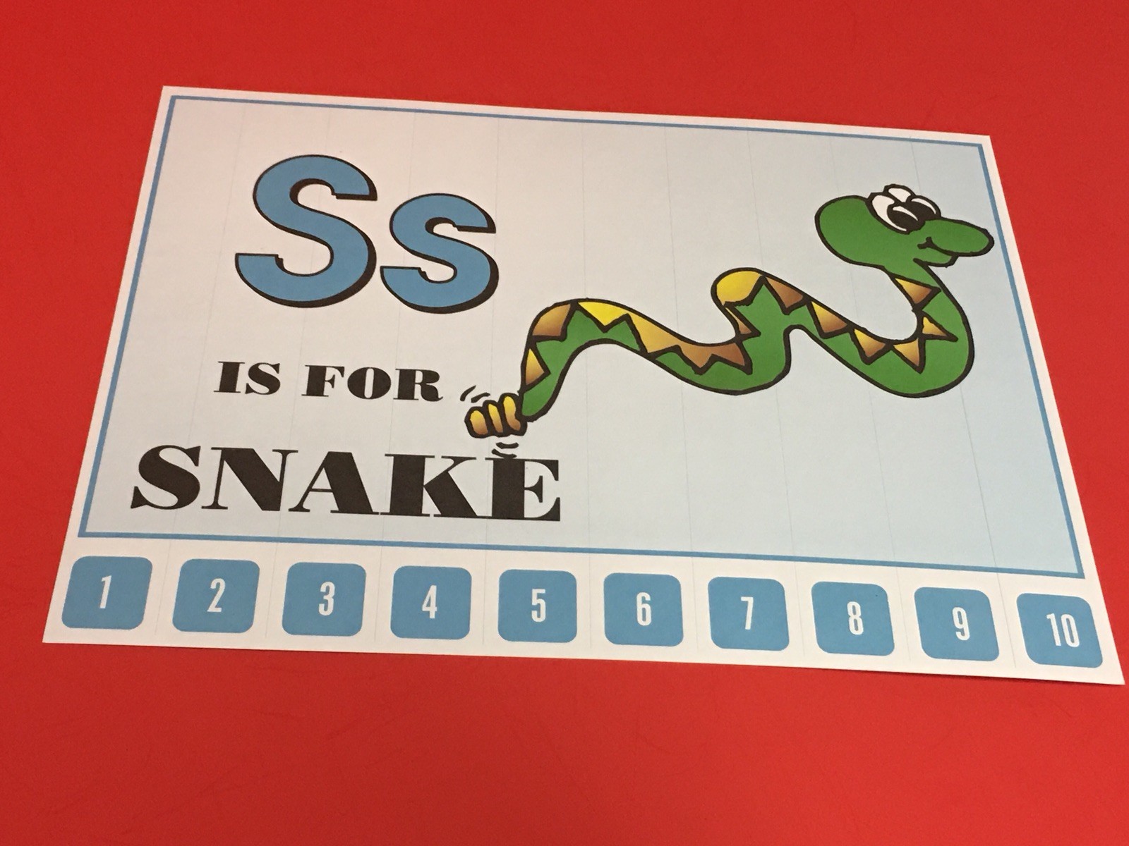 Letter S Snake – Number Sequencing Puzzle, numbers 1-10 Laminated