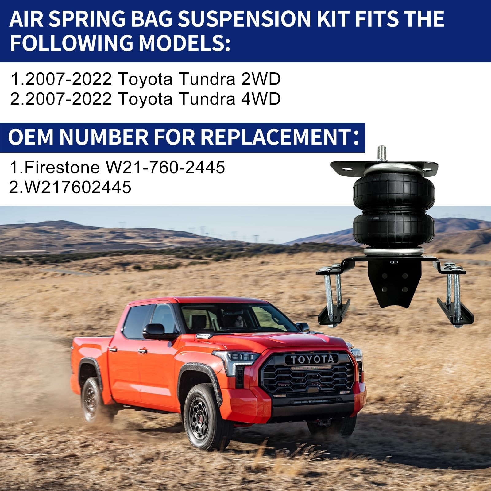Rear Air Spring Bags Suspension Kit Compatible with 2007-2021 Toyota Tundra 2…