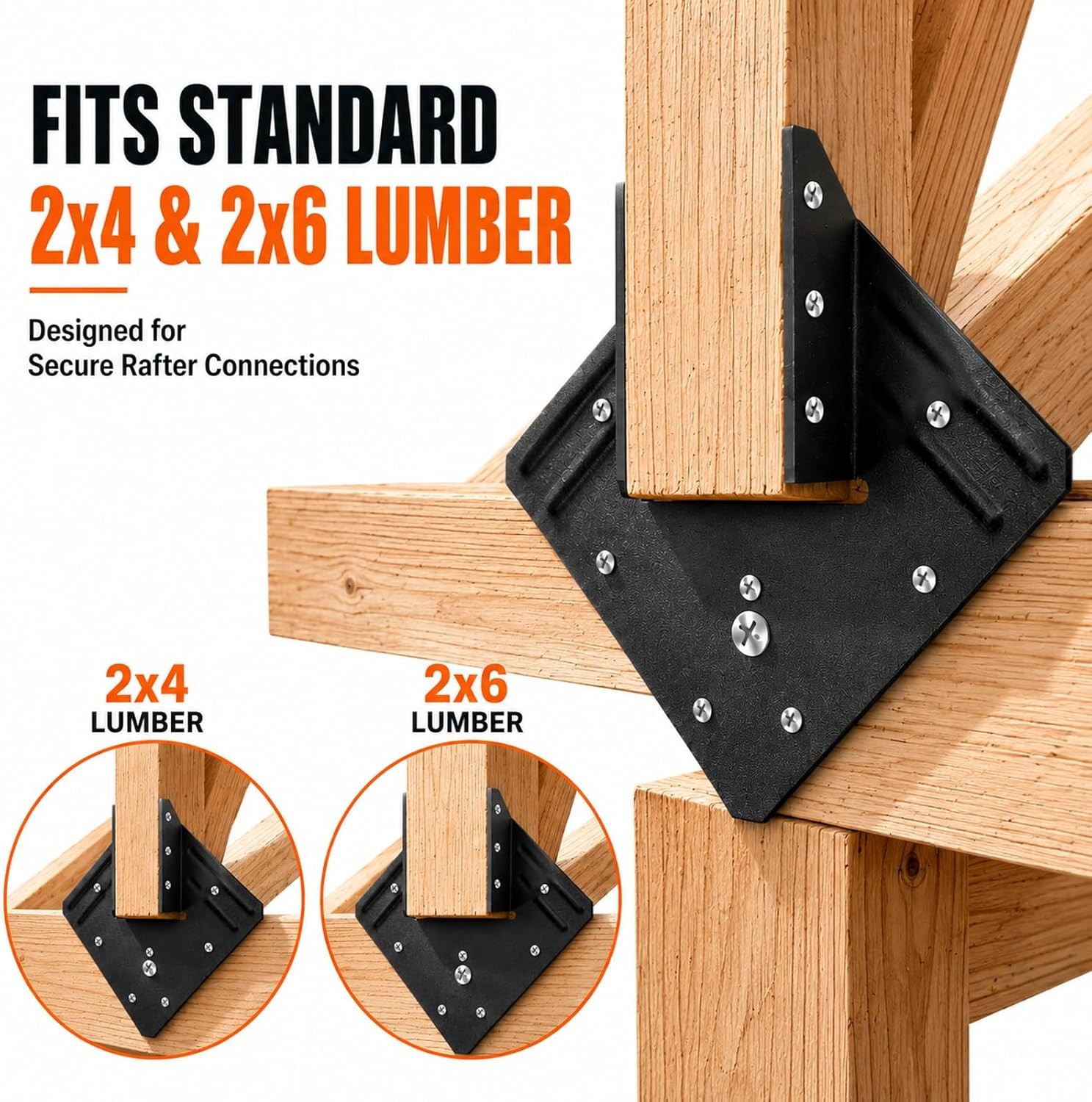20 Pack Black Hurricane Ties Rafters 13 Gauge 2.2mm Carbon Steel Rafter Brackets