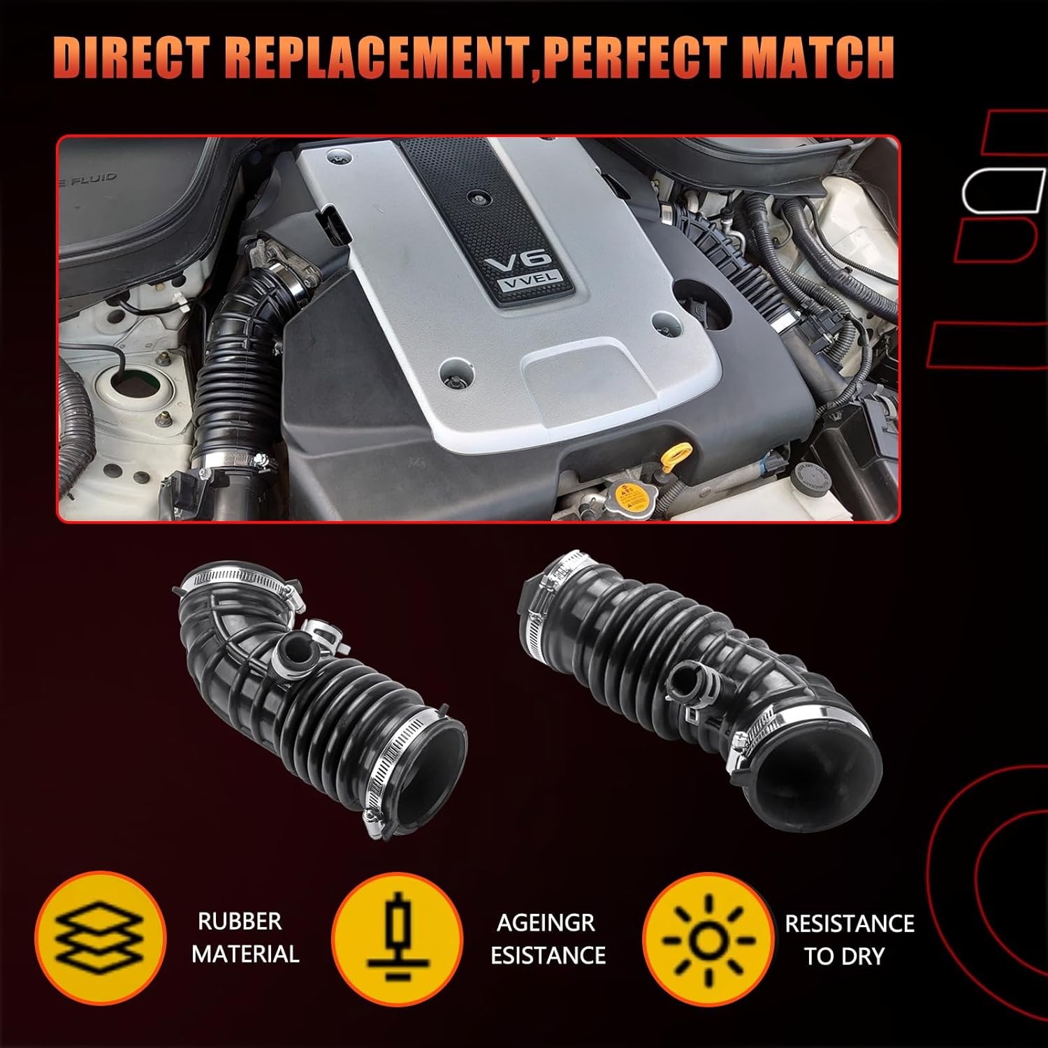 Engine Air Intake Hose Tube for Infiniti Vehicles, Left & Right Compatible