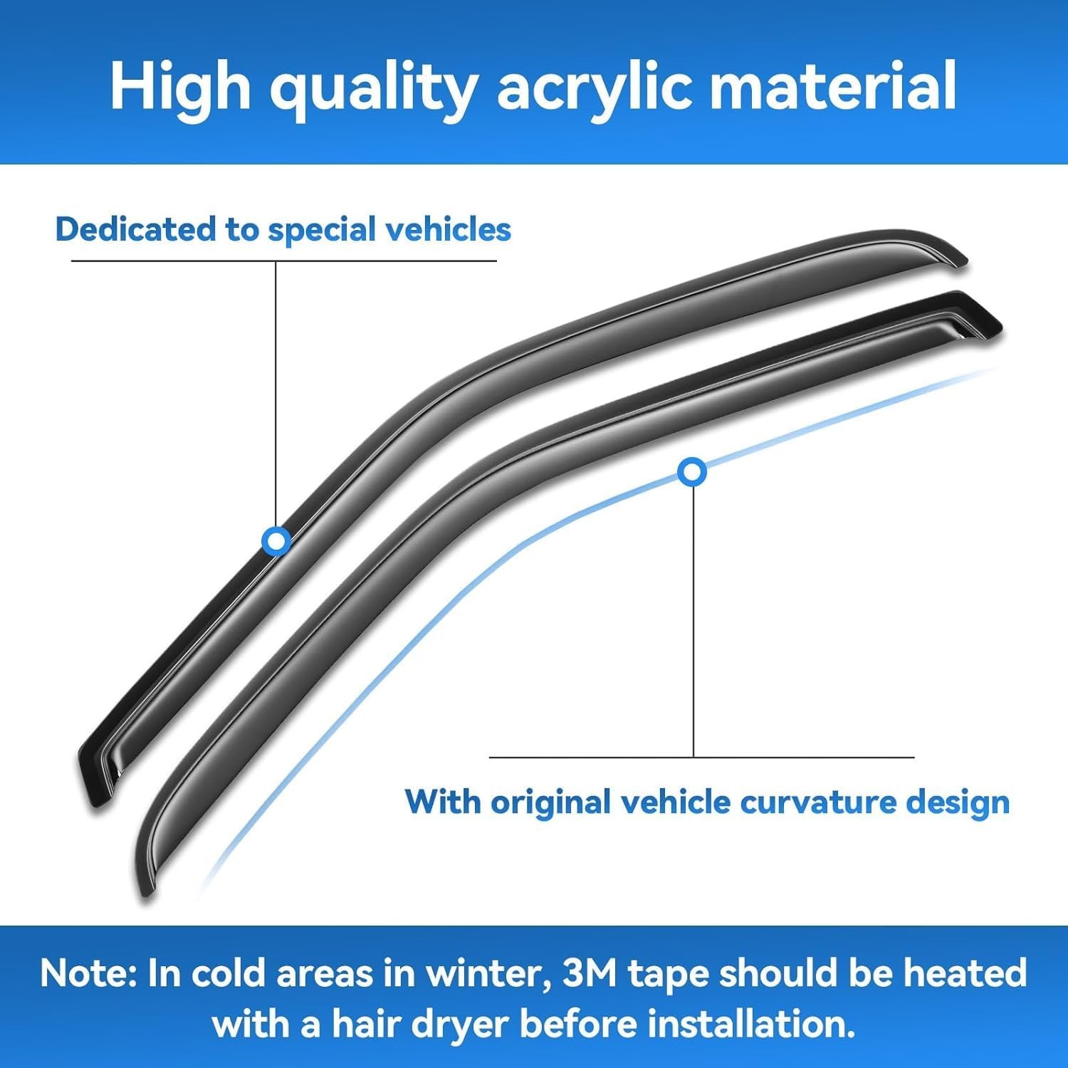 Window Rain Guards for 2007-2013 Chevy Silverado & GMC Sierra 1500 for Extended