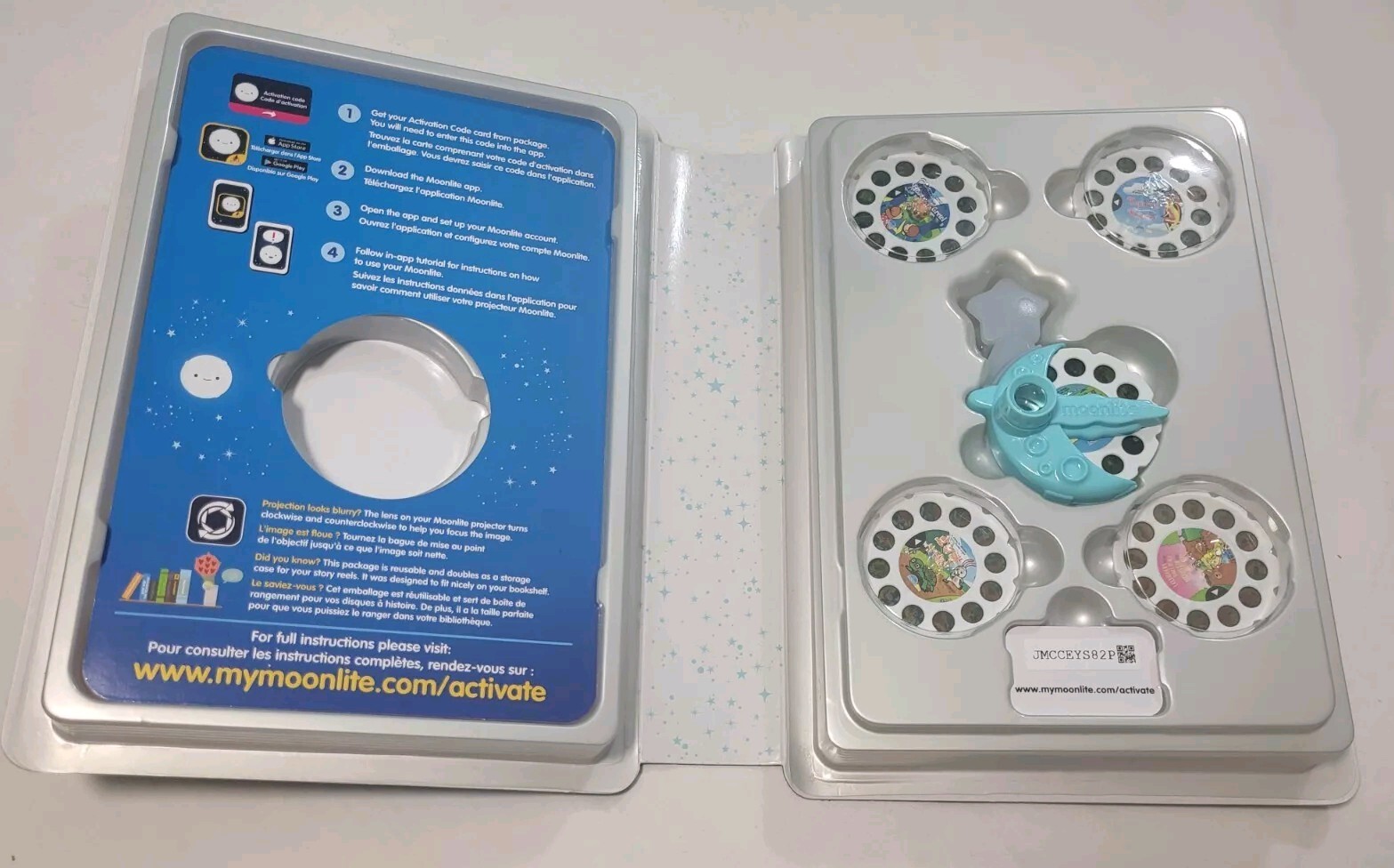 Moonlite Mini Projector with 5 Classic Fairy Tale Stories Storytime Light up new