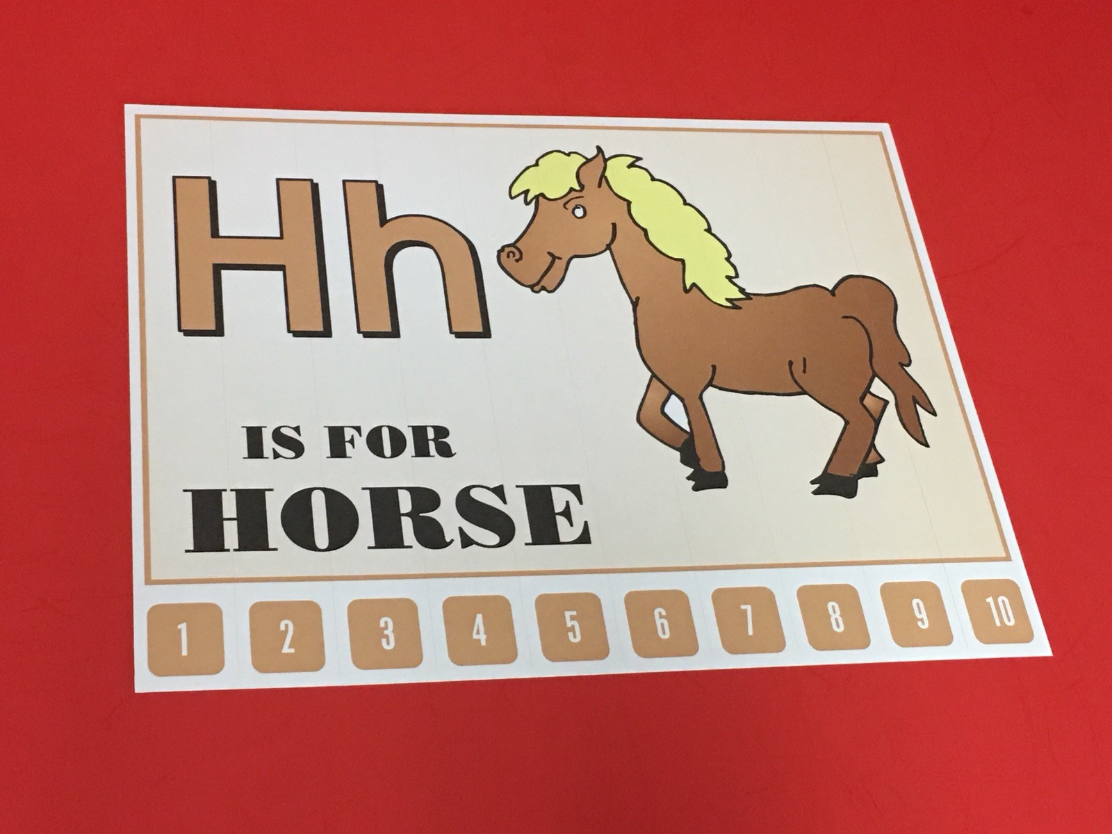 Letter H Horse – Number Sequencing Puzzle, numbers 1-10 Laminated