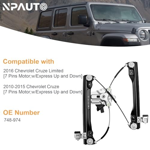 NPAUTO Front Left Driver Side Power Window Regulator with (7-Pin) Motor