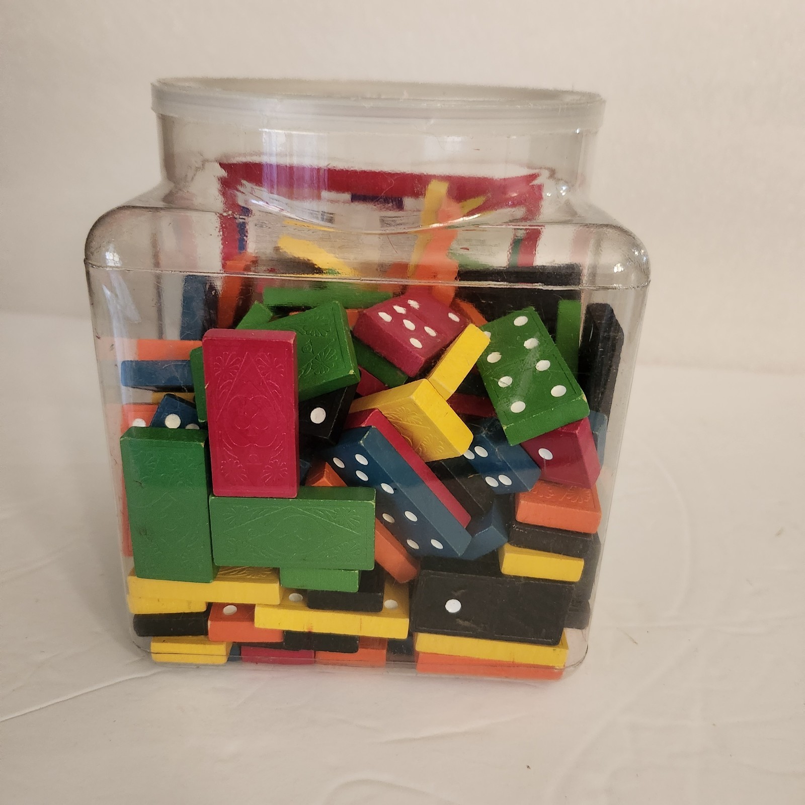 Vtg Bucket Full Of Dominoes By Learning Resources Complete 6 Sets 6 Colors