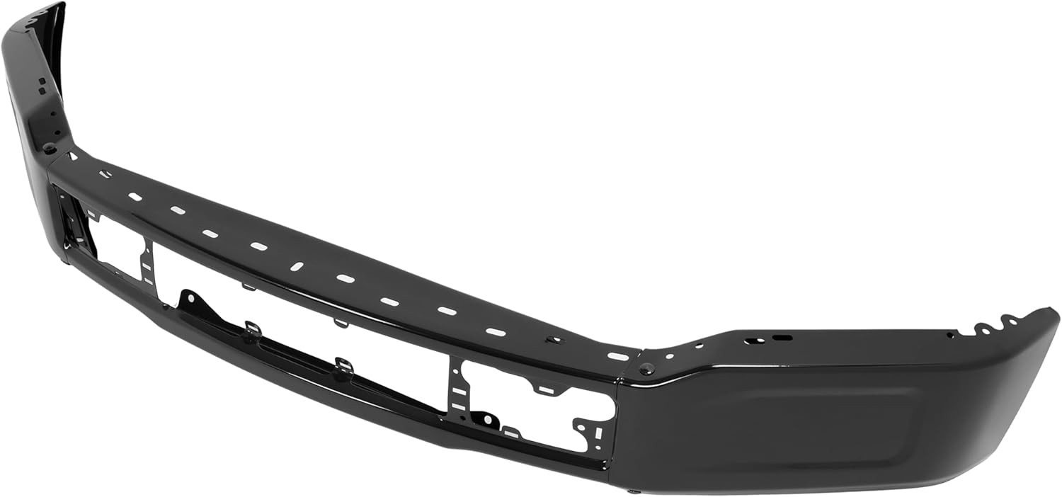 18-20 Ford F150 Front Bumper Face Bar w/ Fog Light Hole Impact Bar Black Steel