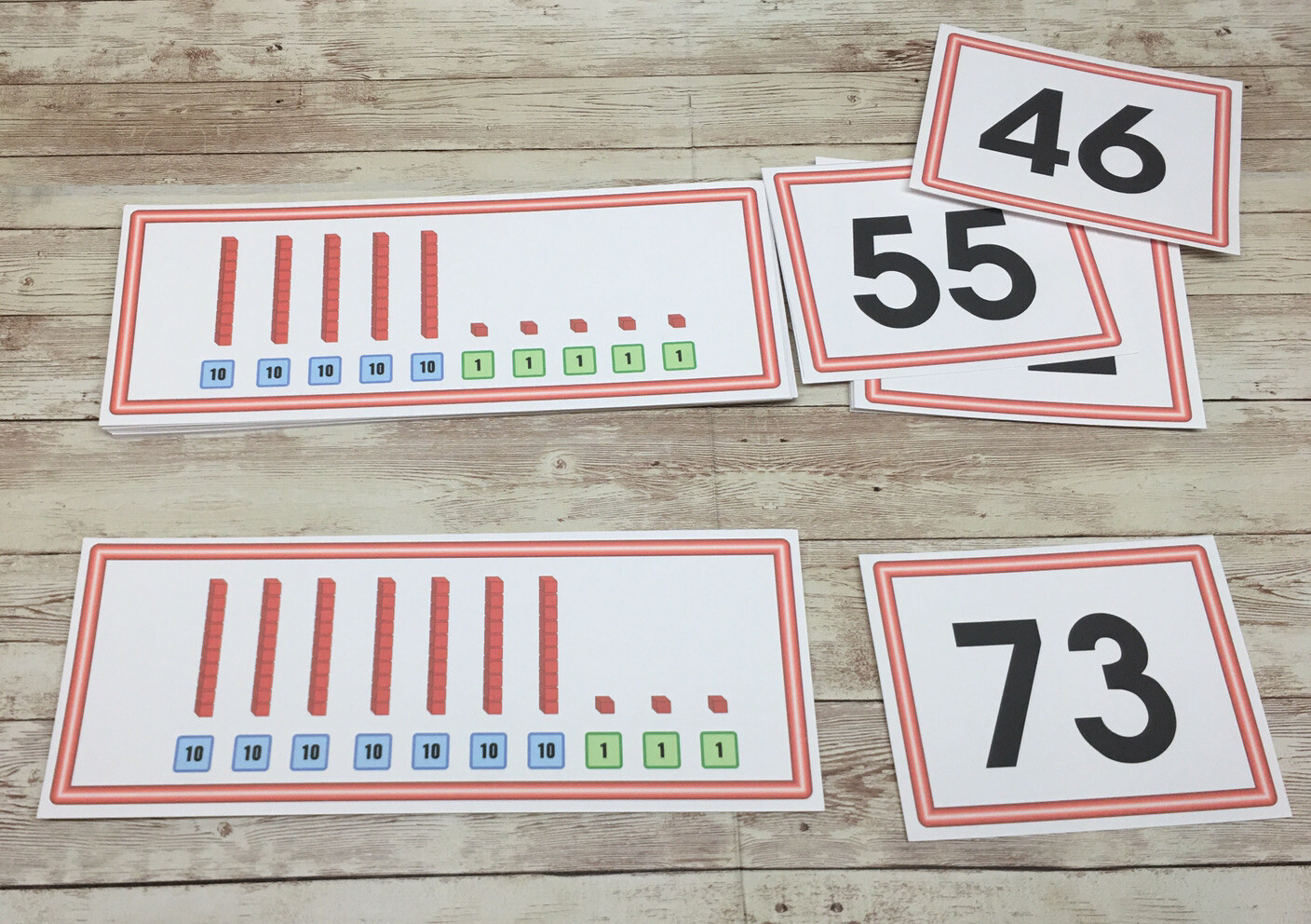 Place Value Bundle PRINTED – (4 Sets) Math Center Mats & cards – DIY UNCUT