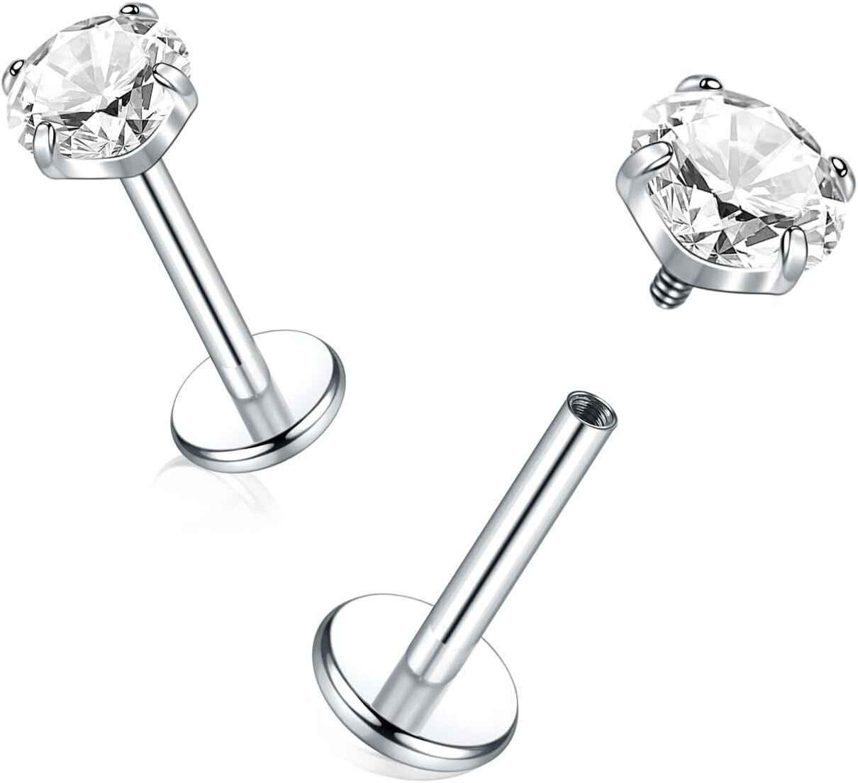 Oveta Titanium Flat Back Studs Earrings for Tragus Cartilage Piercing Jewelry