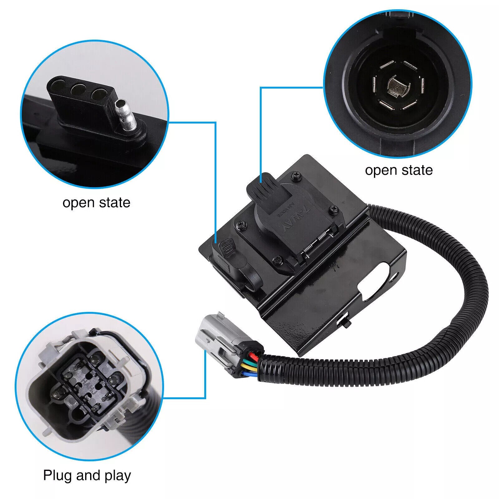 4 & 7 Pin Trailer Tow Wiring Harness Plug Fit for 1999-2001 Ford F250 F3