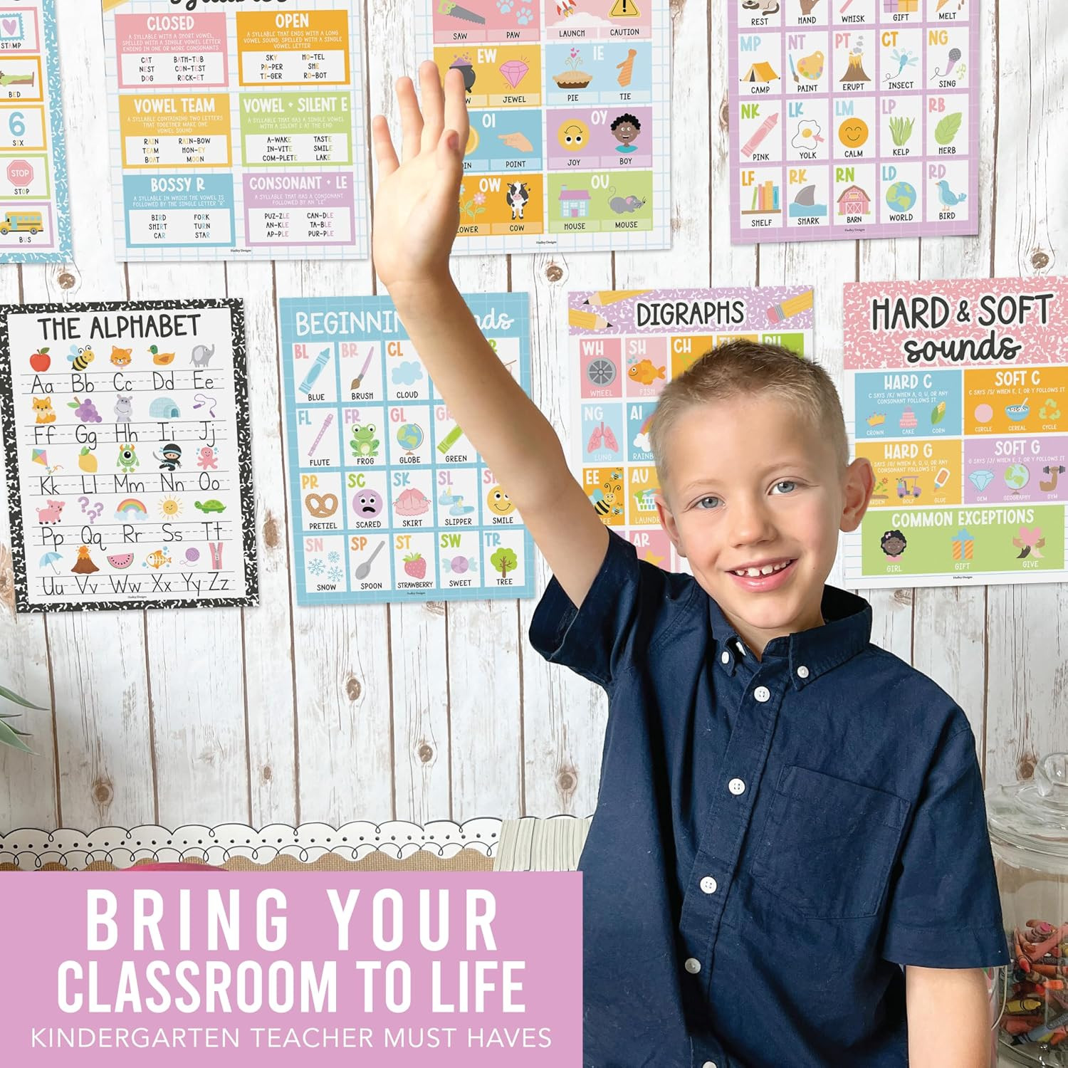 Phonics Posters for Classroom Must Haves – 9 Sound Wall for Kindergarten & Eleme