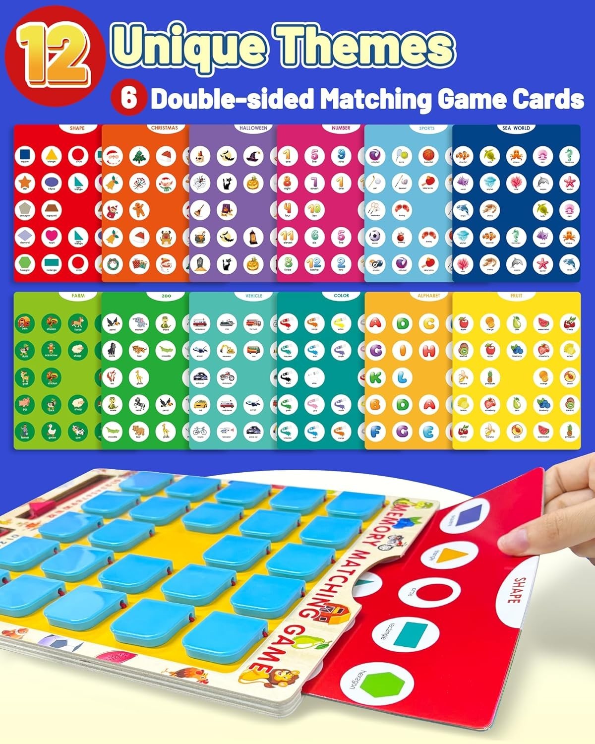 Kids Matching Memory Game Travel Board Game Toddler Learning Toy Ages 3-8