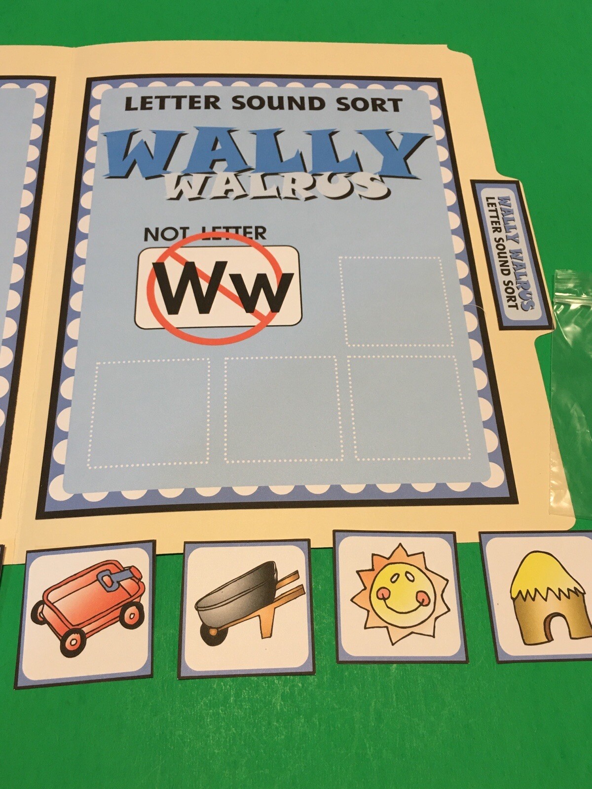 Wally Walrus – Letter Ww – DIY File Folder game – Printed / Uncut