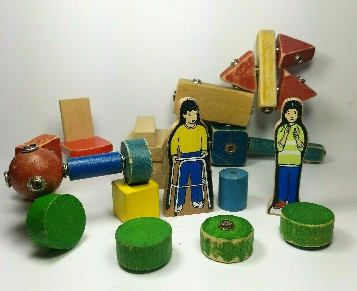 31 Snap N Play Wooden Blocks People Expansion Replacement Child with Walker Lot