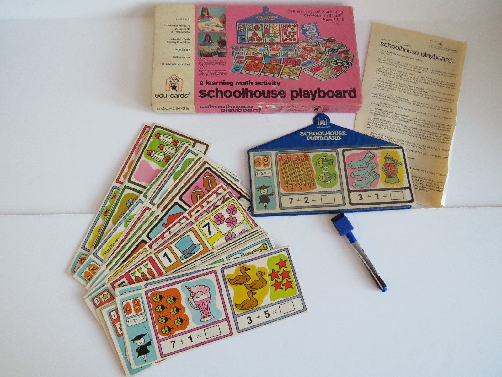 1975 Schoolhouse Playboard A Learning Math Activity by Edu Cards – Ages 4 to 8