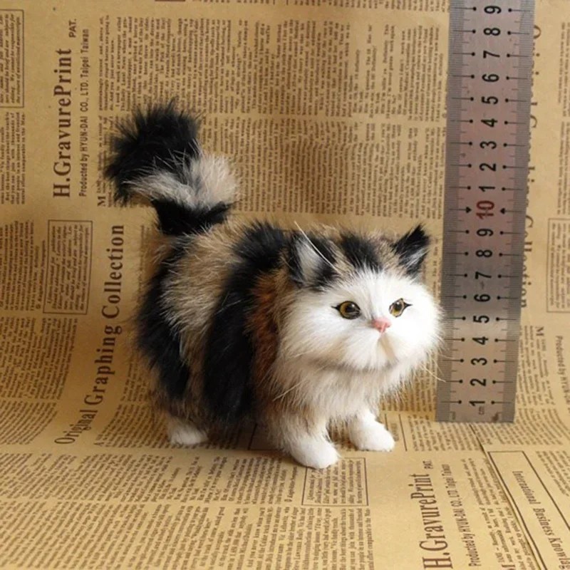 Cute Simulation Plush Cat Toy Realistic Stuffed Animal Gift for Kids & Girls