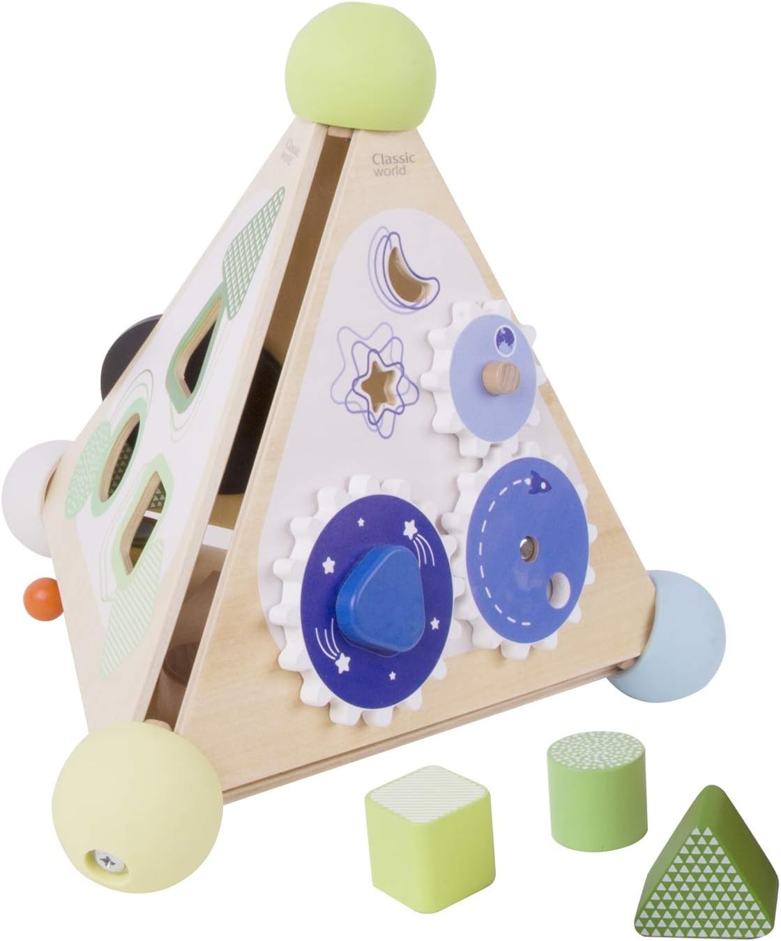 Classic World Wooden Pyramid Activity Box, Educational Activity Cube, Baby Multi