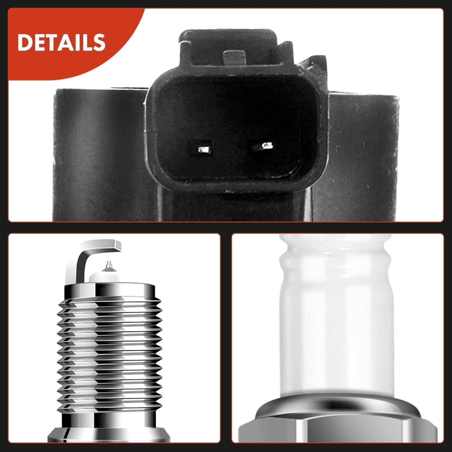 Set of 6 Ignition Coil Pack and Iridium Spark Plugs Compatible with Ford Escape