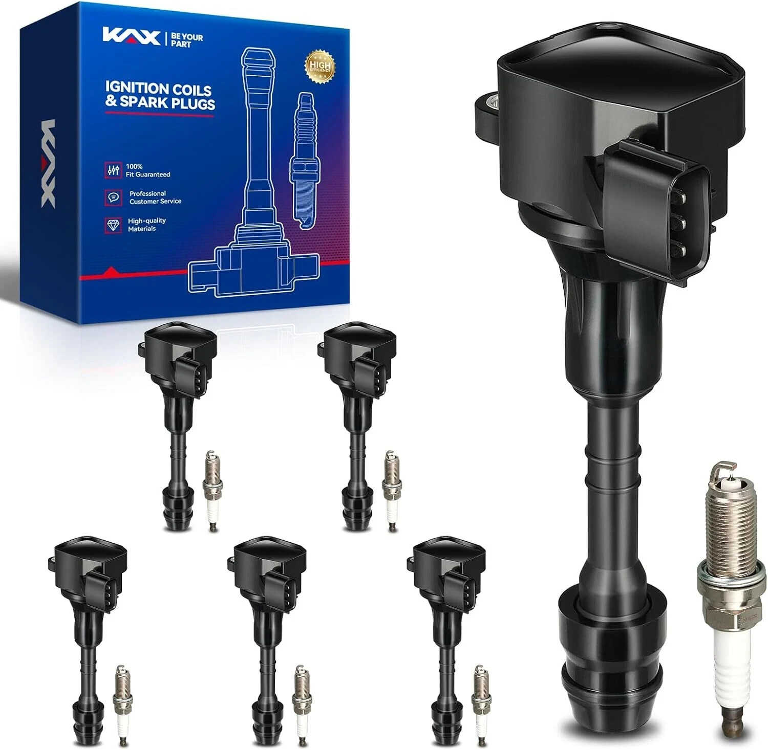 OEM Performance Set of 6 UF349 Ignition Coils & Double Iridium Spark Plug Fits