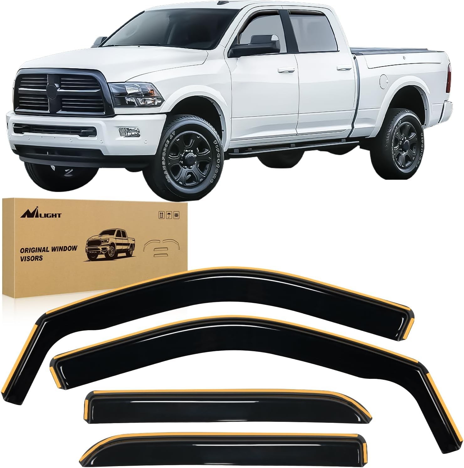 in Channel Rain Guards for Ram 1500 2009 2010 2011 2012 2013 2014 2015 2016 2017