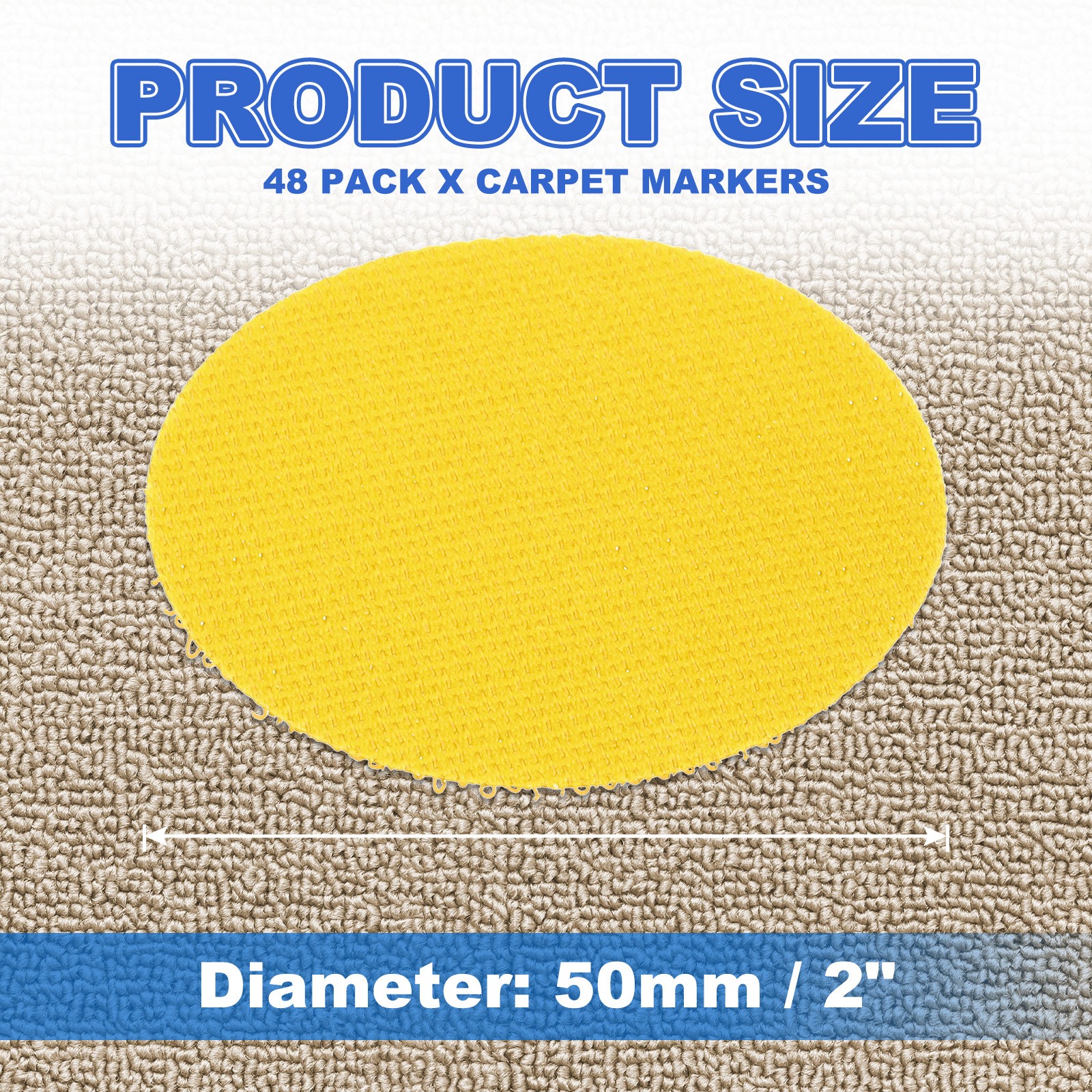 48pcs Carpet Marker Spots 2 Inch Round Floor Markers Non Slip Carpet Dots Yellow