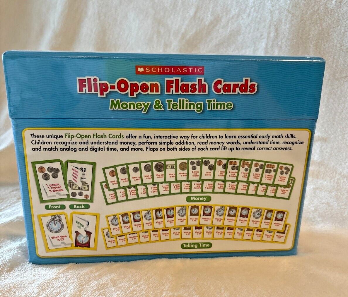 Scholastic Flip Open Flash Cards Money & Telling Time