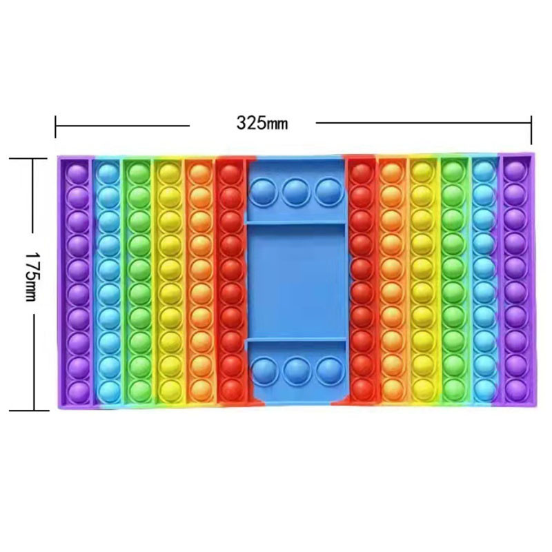 Big Size Push Pop Game Fidget Toy, Silicone Rainbow Chess Board Bubble Popper