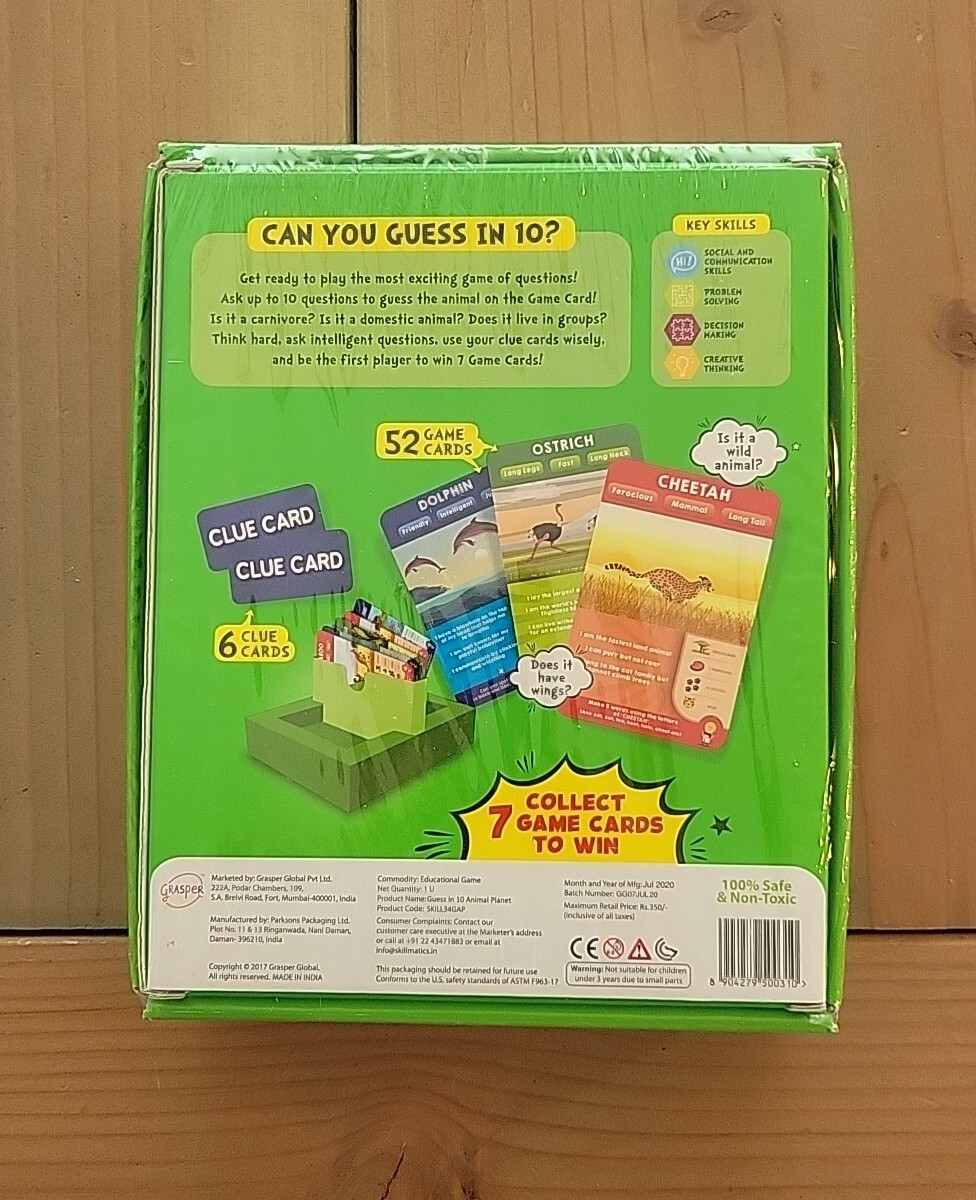 Skillmatics Guess in 10 Animal Planet Card Game New In Box