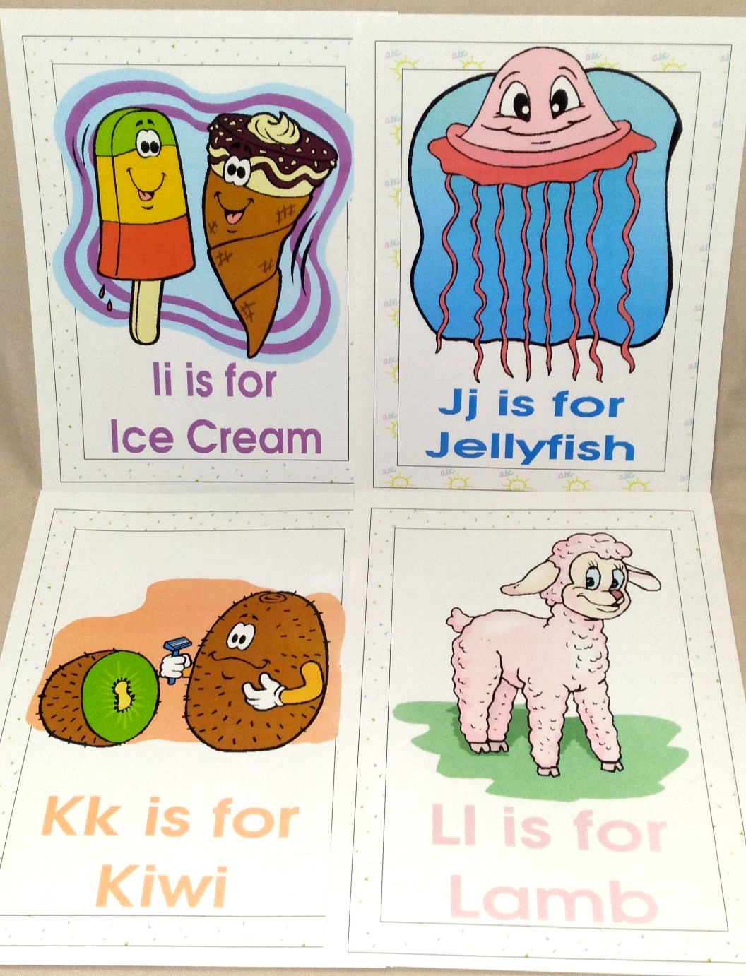 ABC PHONICS 26 Laminated 8×10 Wall Display Picture Letter Cards Homeschool Pre-K