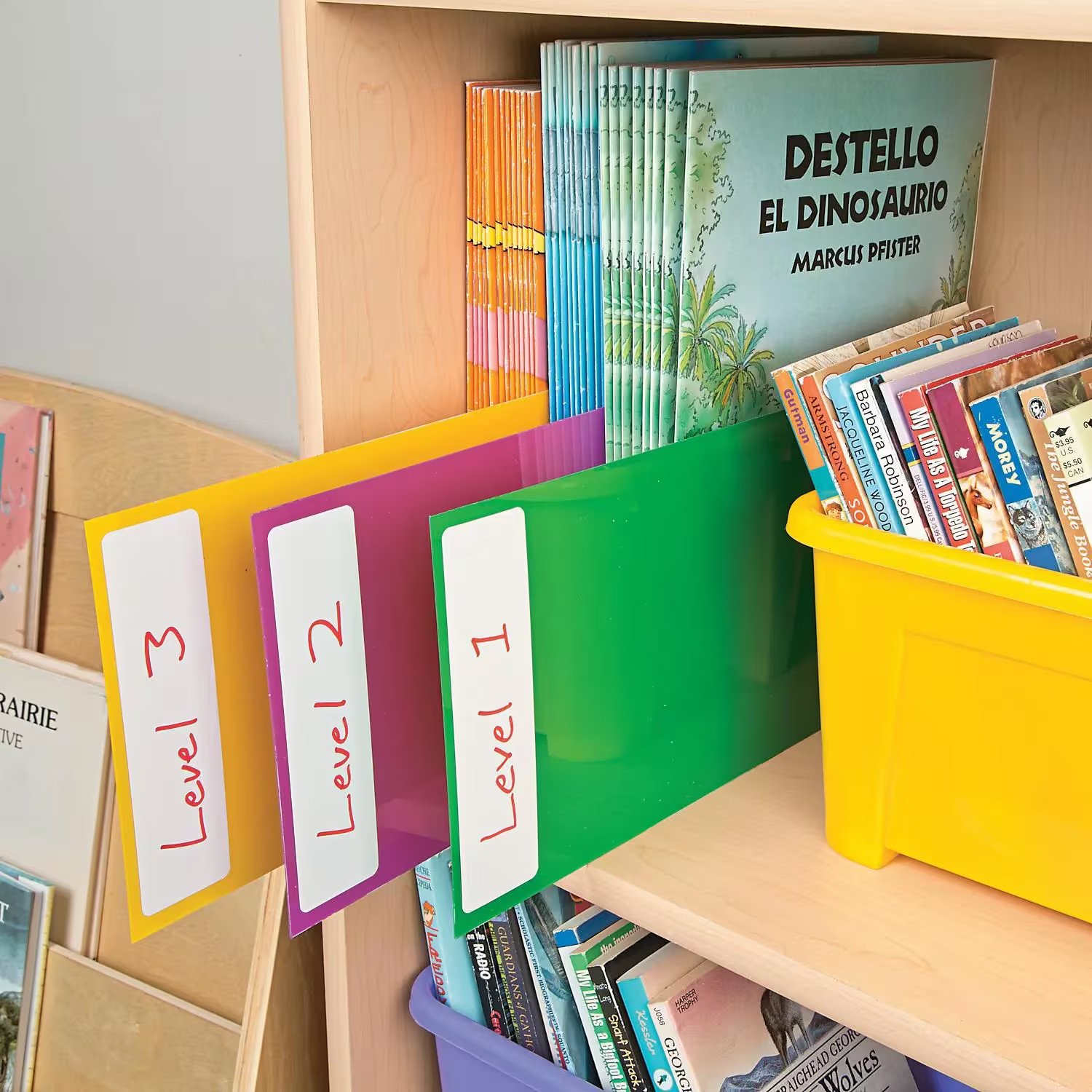 Fun Express 6″ x 14″ Assorted Bright Colors Plastic Library Dividers – 12 Pc.