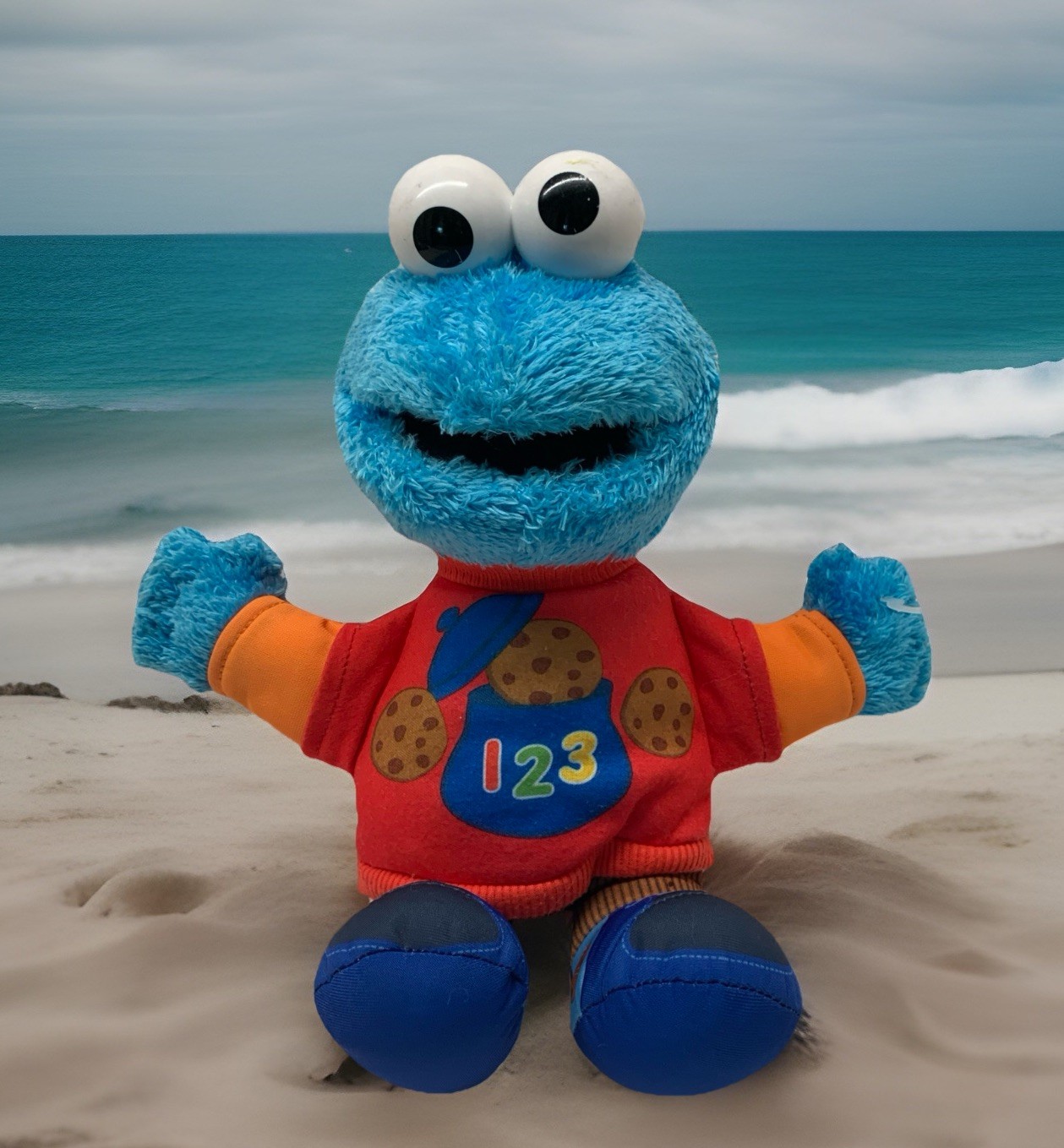 Sesame Street Cookie Monster 12”Plush 2013 Talks Counts Sings Hasbro Tested