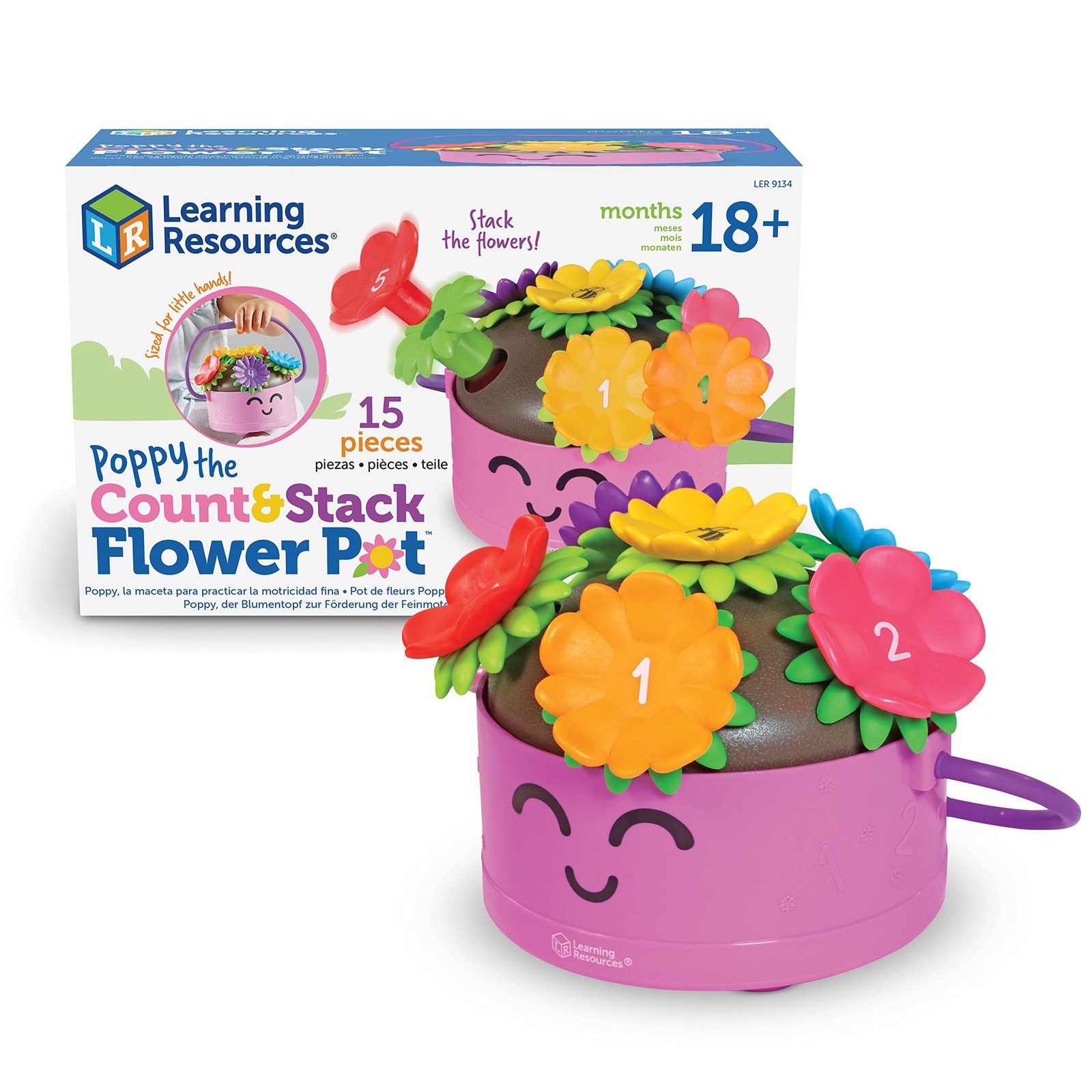 Learning Resources Poppy the Count & Stack Flower Pot – 15 Pieces, Ages 18+