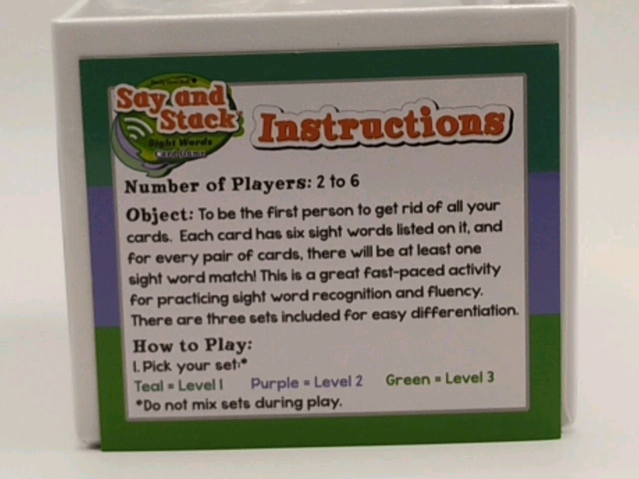 Say And Stack Sight Words Card Game