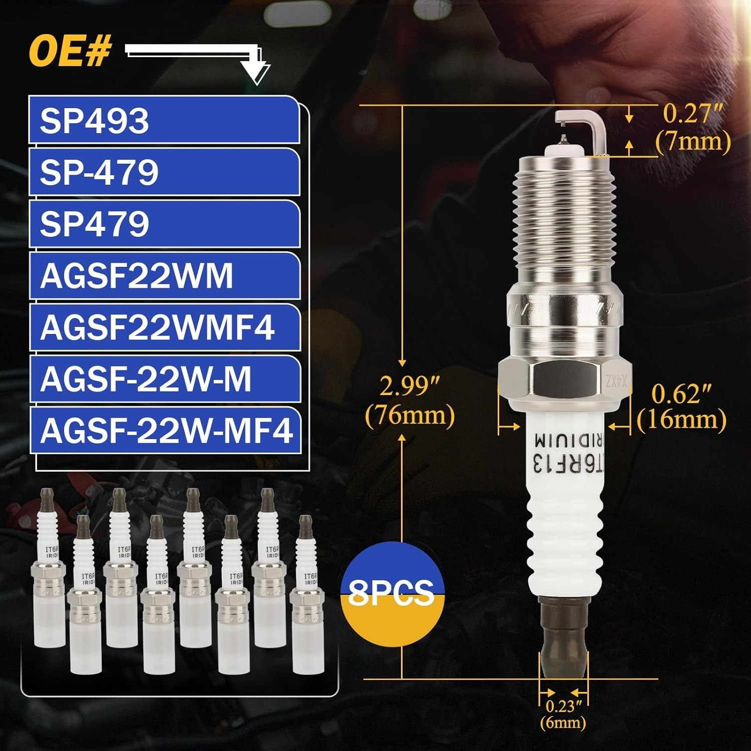 SP493 Double Iridium Spark Plugs Fit for Ford F150 F250 F350 E150 E250 E350 E450