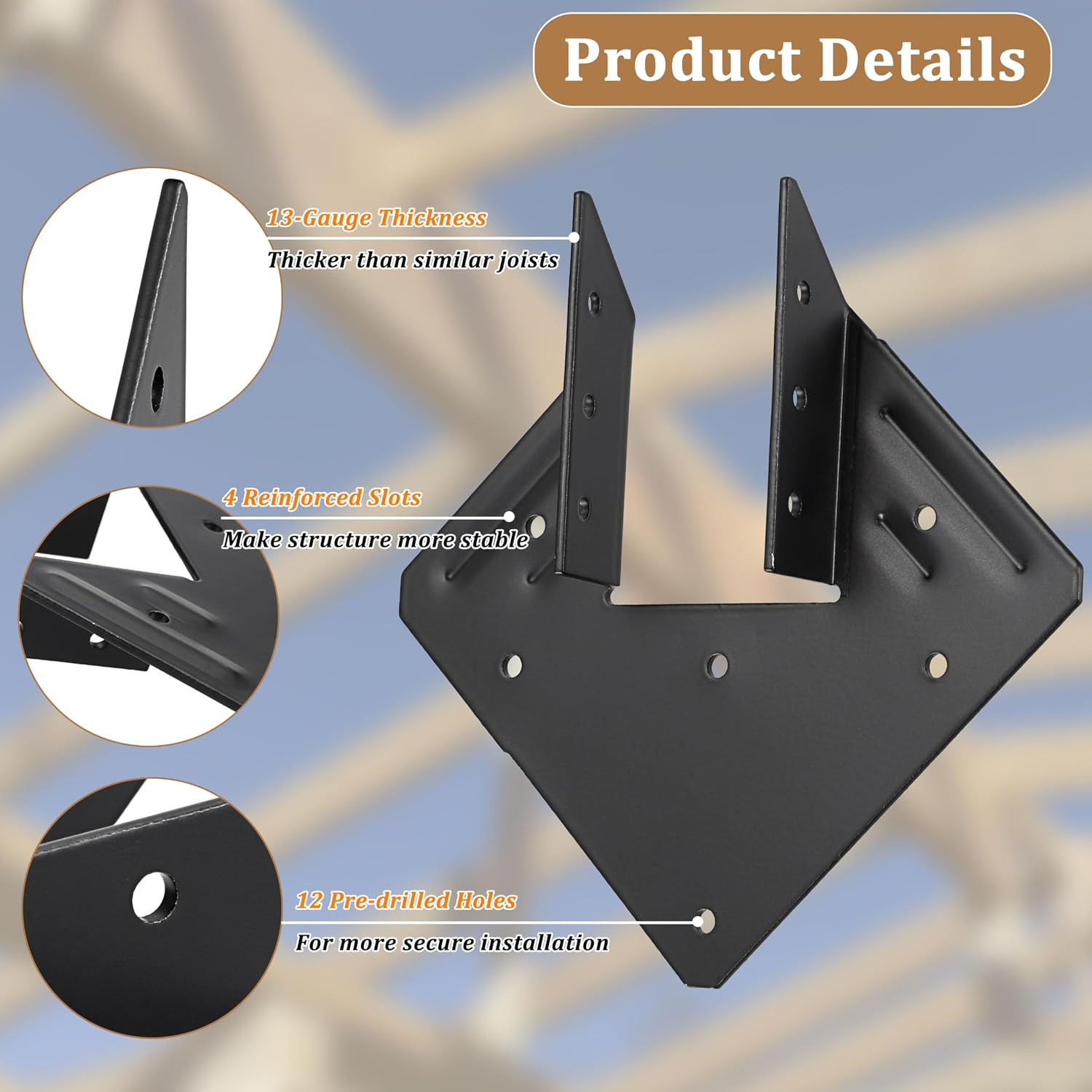 25 PCS Joist Hanger 2X6, 13-Gauge Heavy Duty Hurricane Ties, Hot Dip Galvanized