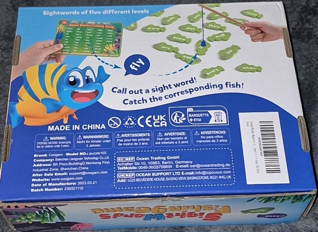 Sight Words Fishing Game: PreK-3rd, Early Learning Magnetic Wooden Fish *new*
