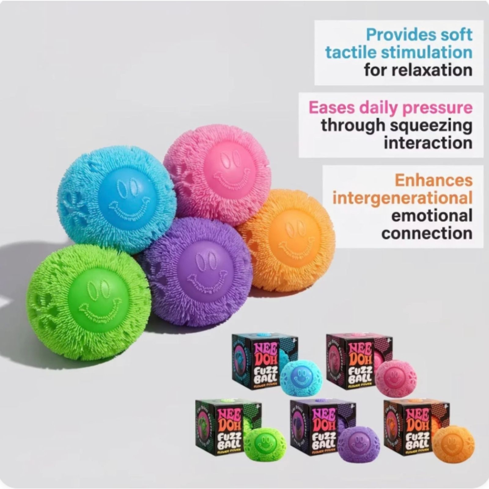 NeeDoh Fuzz Ball Flower Power Pink