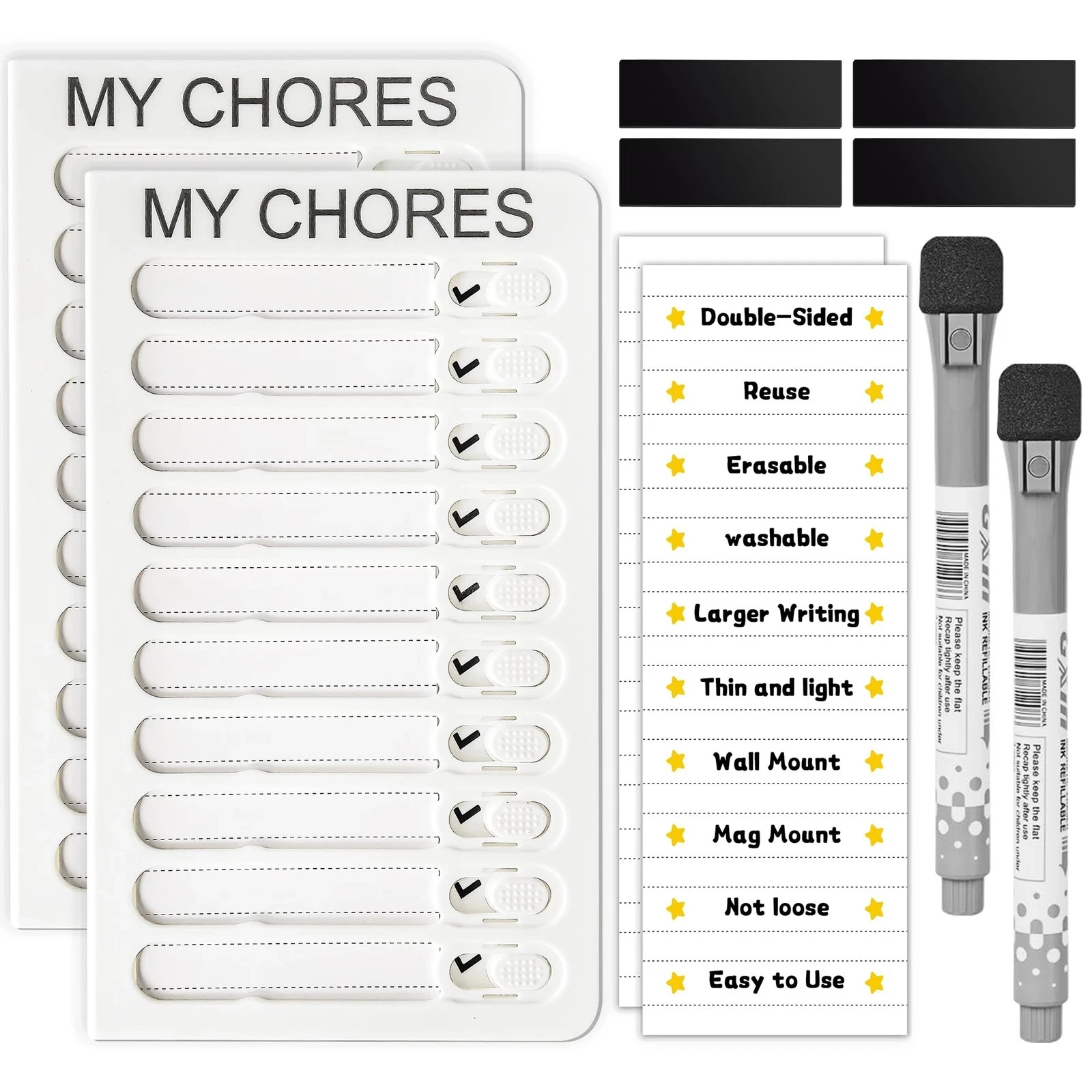2 pack set dry erase chore chart for kids multiple kids morning routine habit