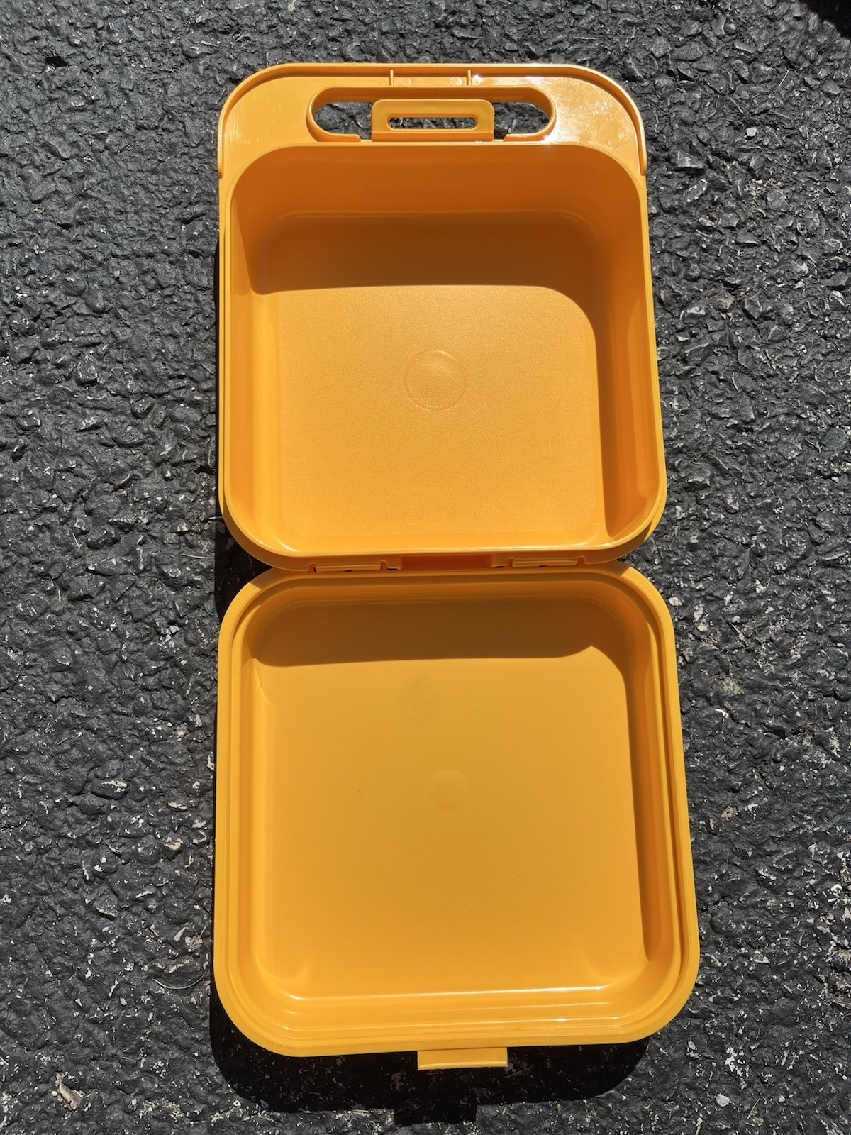 Vntg Tupperware Yellow Stencil Case Alphabet Rub Lunch Storage Carry Box Latch