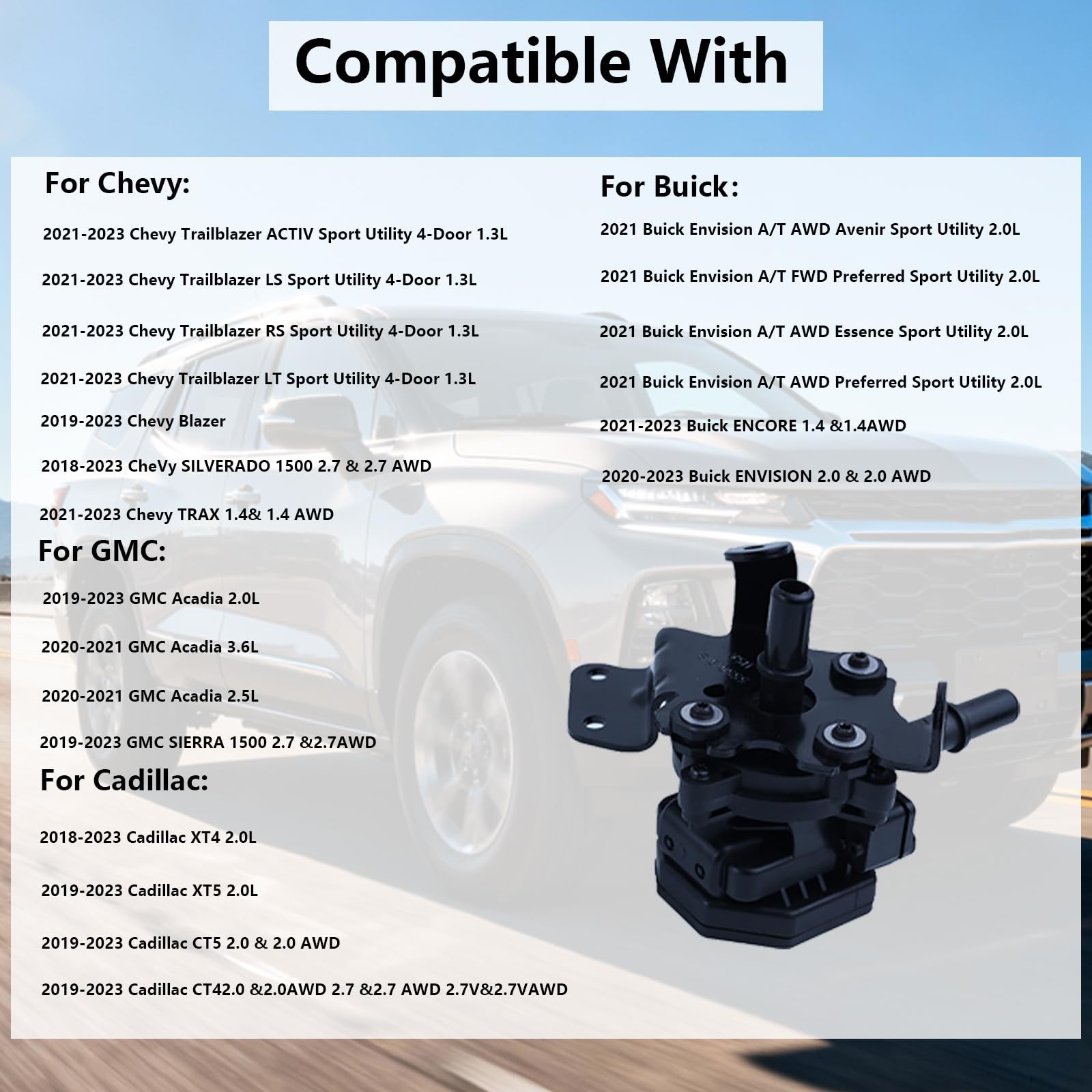 55513205 Vapor Canister Purge Valve Pump Compatible with Cadillac XT4 XT5 GMC…