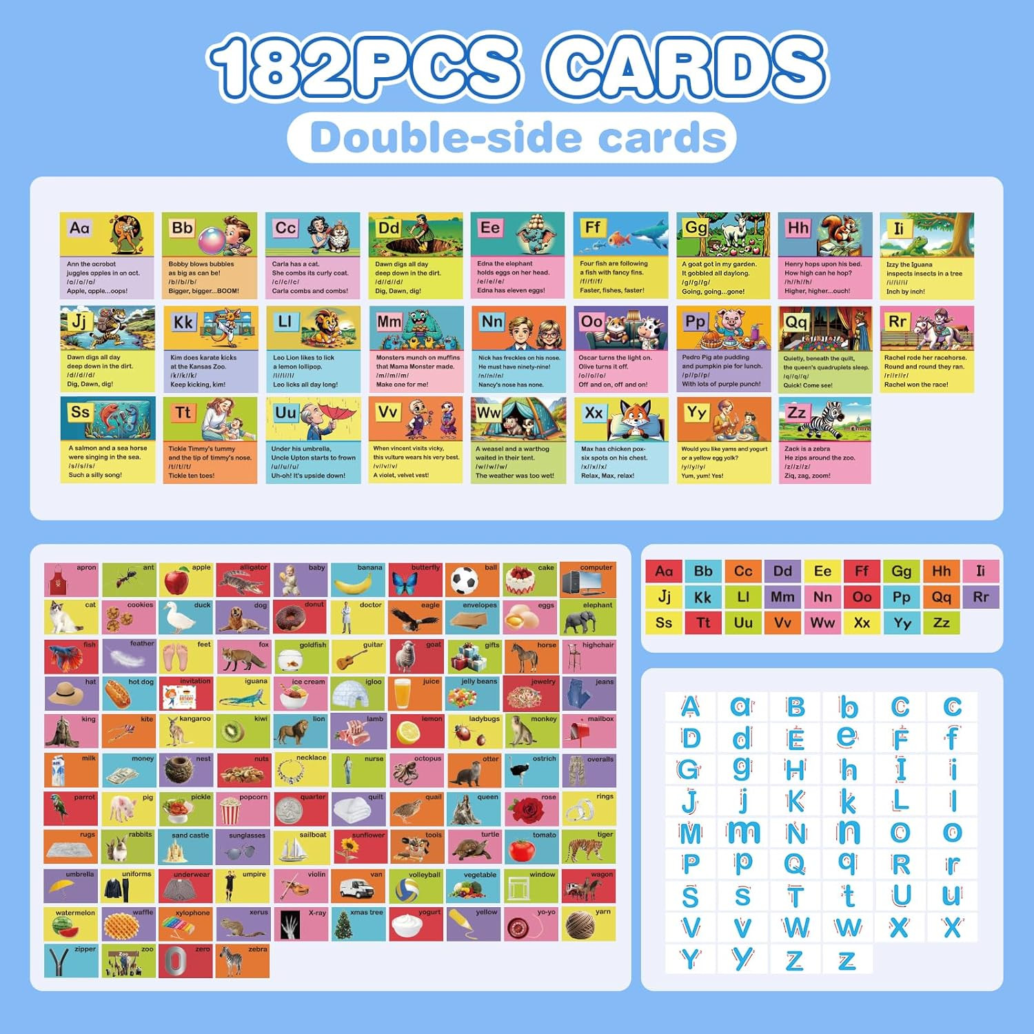 Alphabet Learning Pocket Chart, Alphabet Wall Chart for Toddlers 1-3, Handwritin