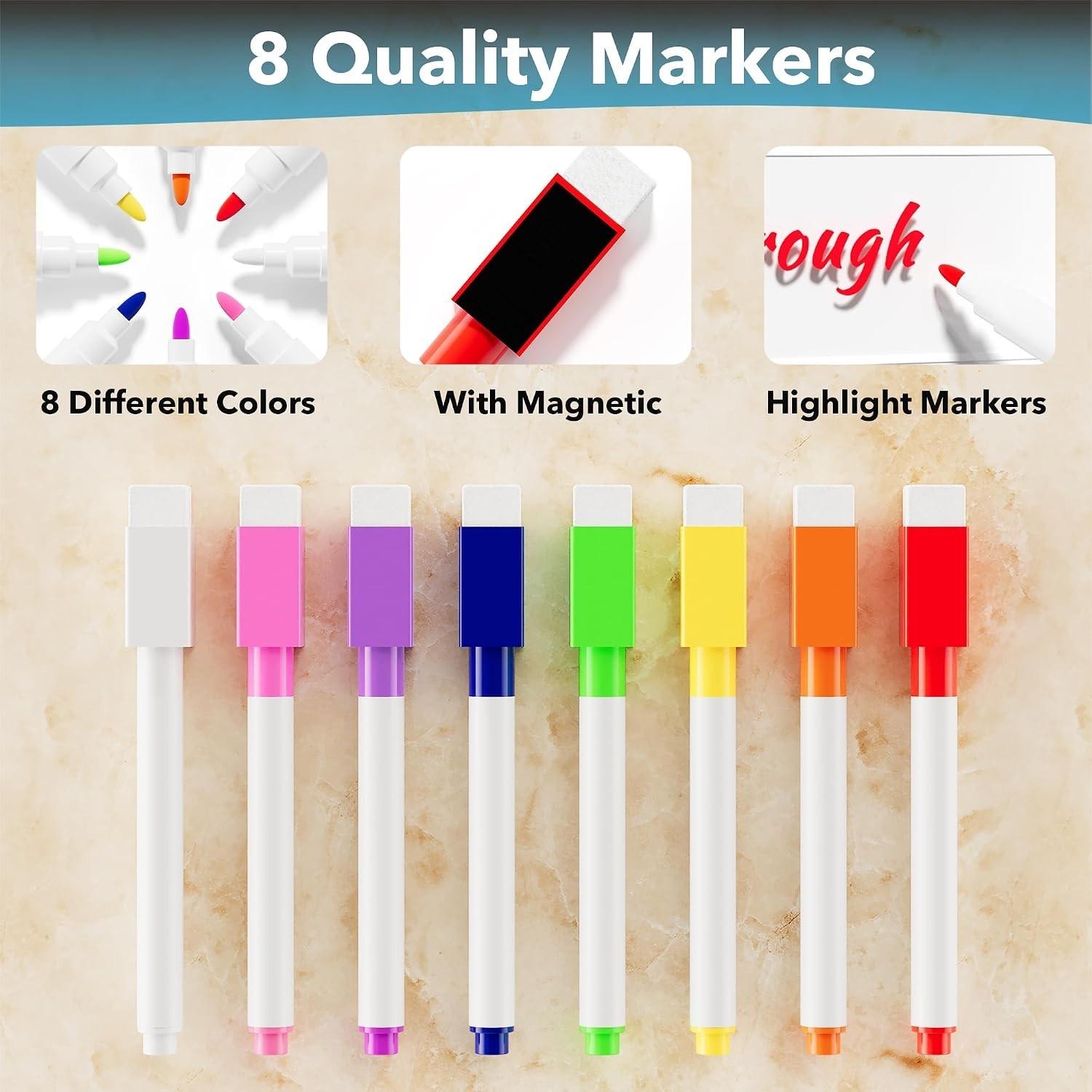 Acrylic Fridge Chore Chart w/ 8 Color Markers – 12″x9″ Easy Erasing Board
