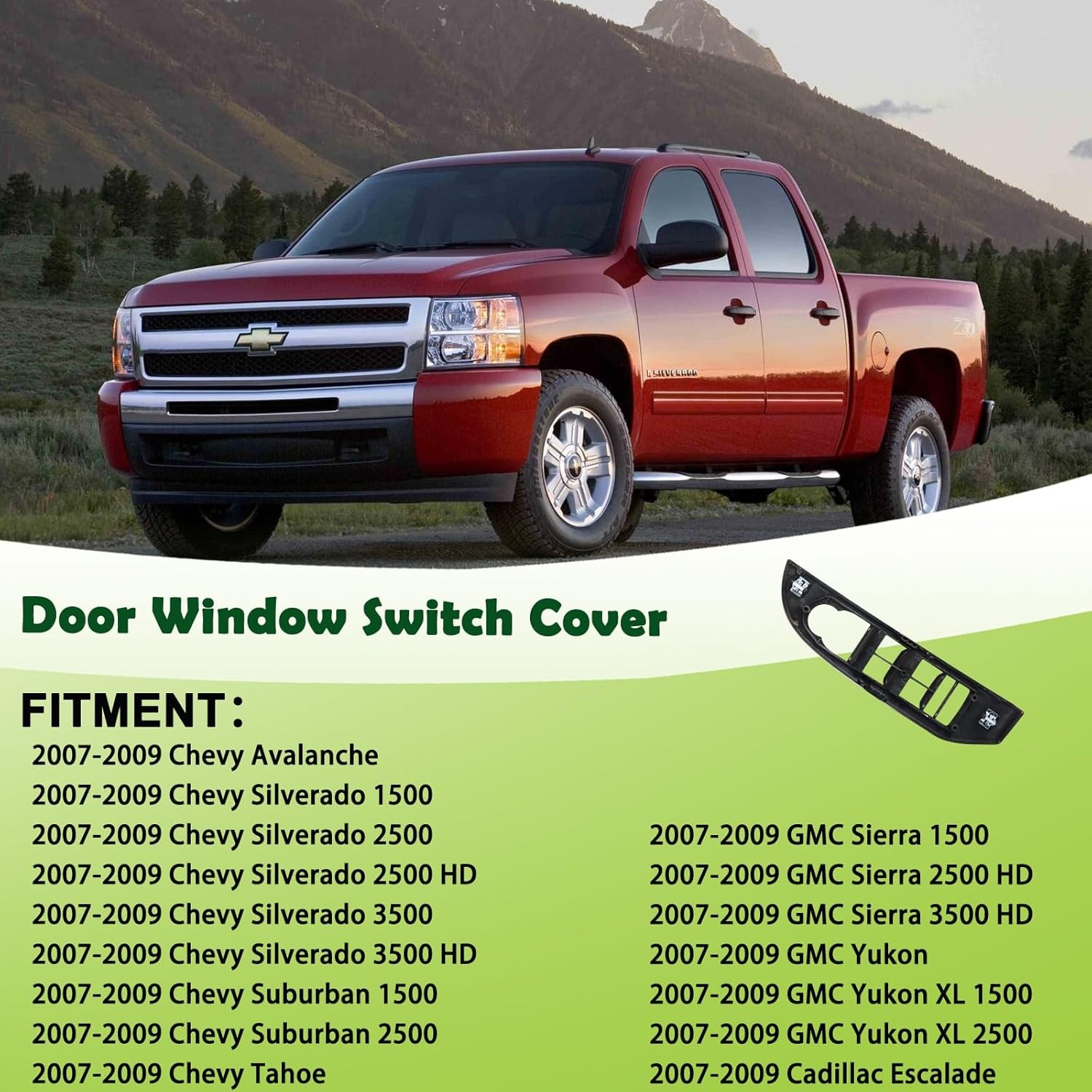 Window Switch Bezel Cover Front Left Driver Side Compatible with 2007-2009 Chevy