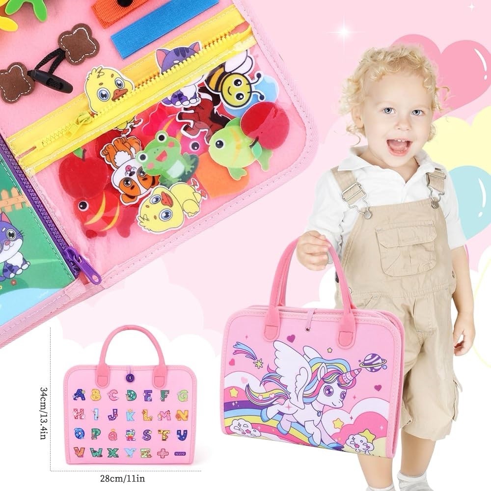 Toddler Busy Board – Busy Book Pink Unicorn Brand New Kids Gift