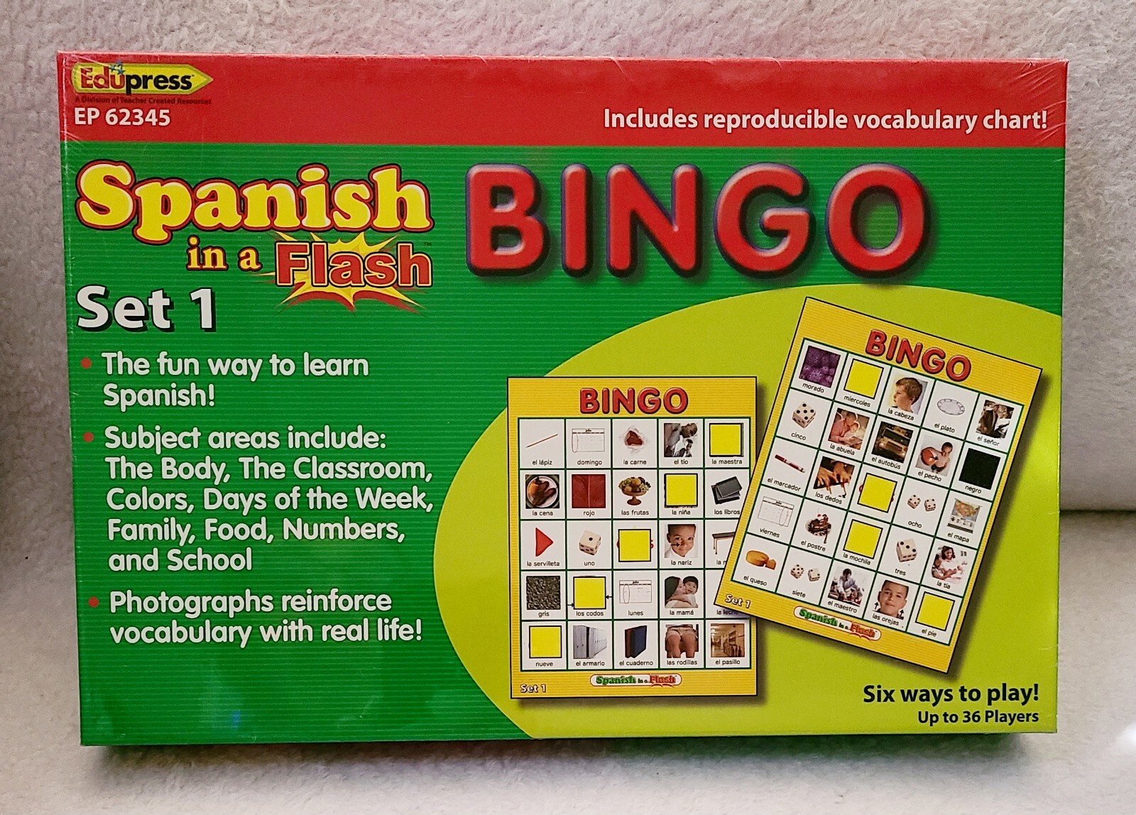Spanish in a Flash Bingo Edupress New Factory Sealed Game Set 1