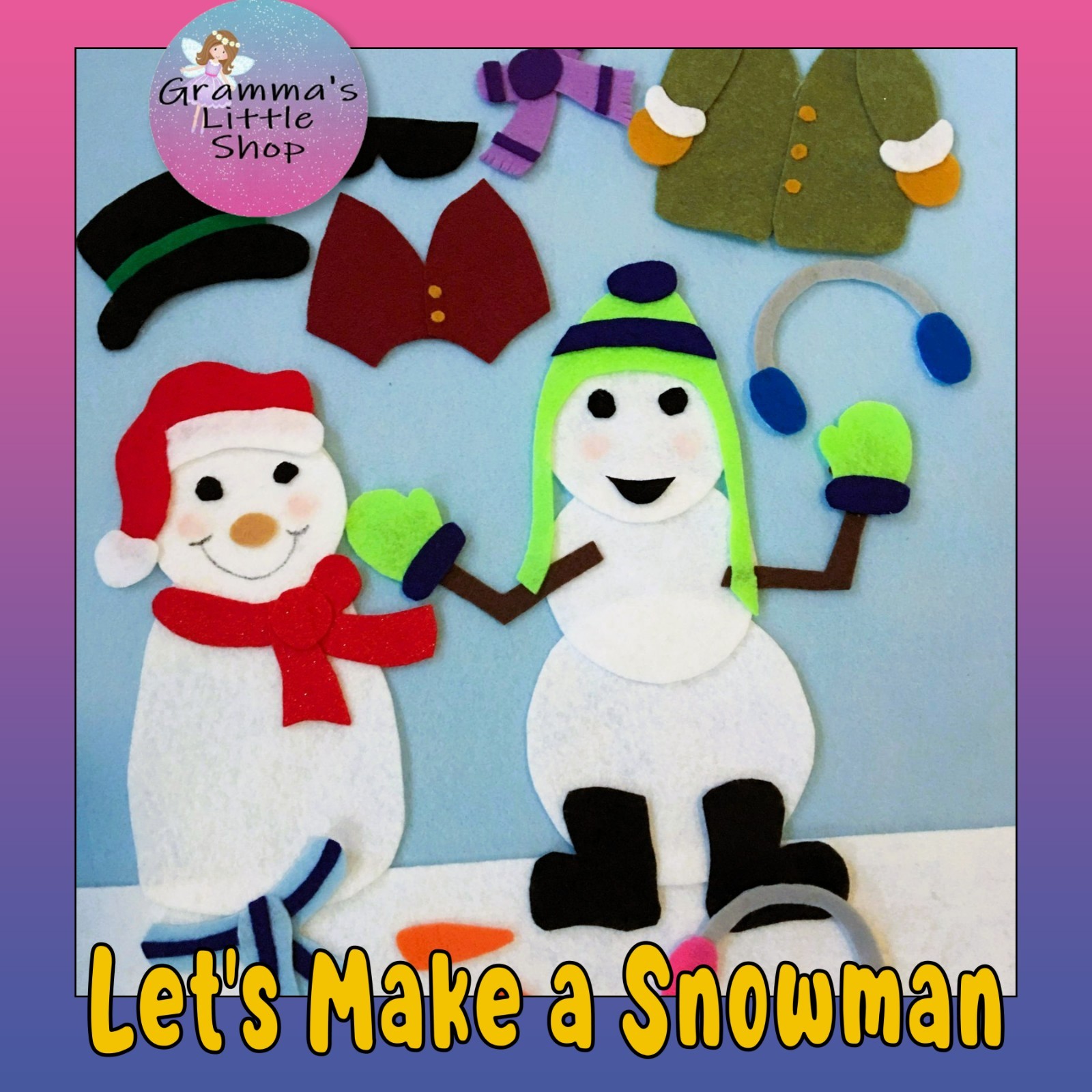 Let’s Build a Snowman Winter Fun Sample Set for Felt or Flannel Board Play