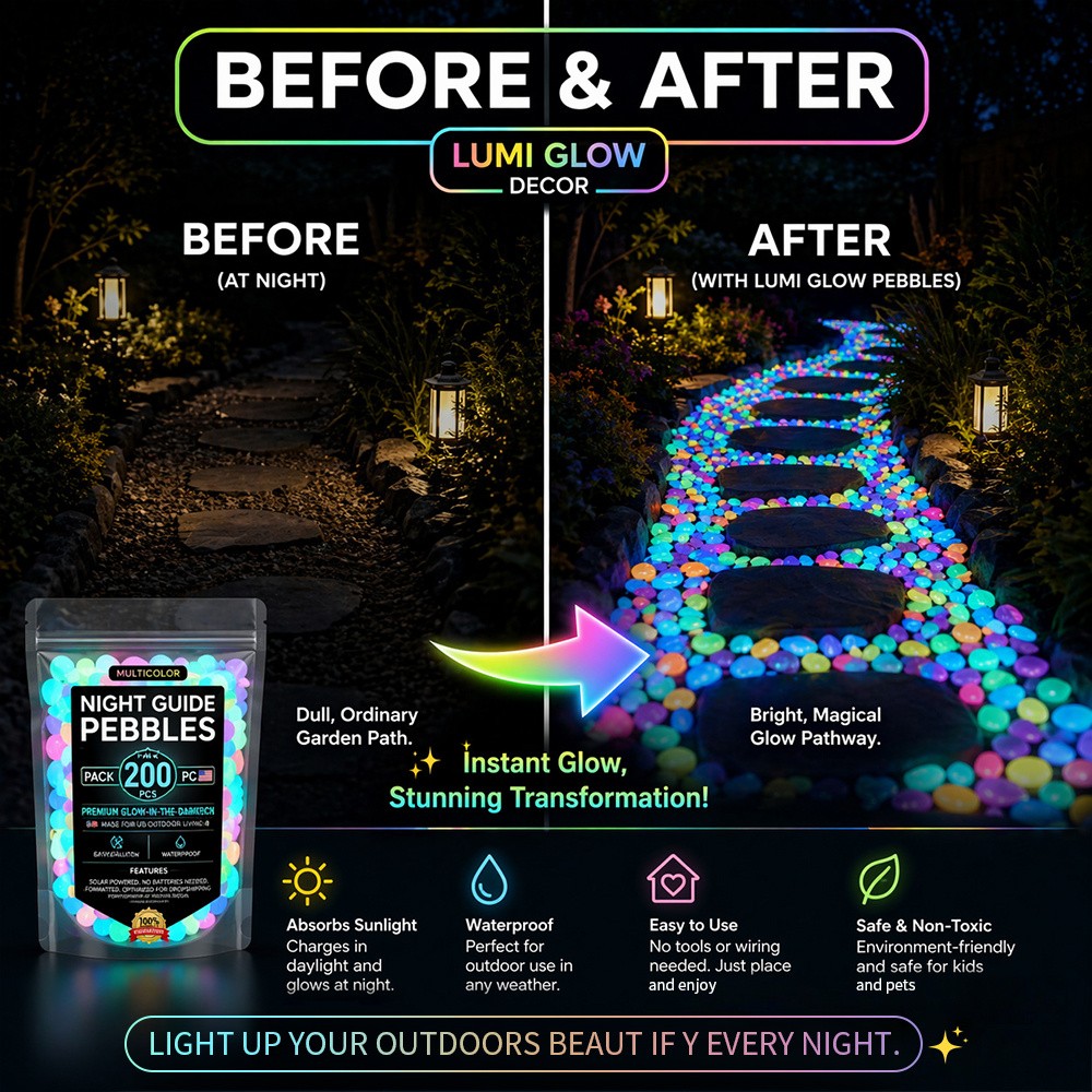 Colorful Glowing Rocks for Yard,Night Glow Aquarium Stones,Luminous Garden Decor