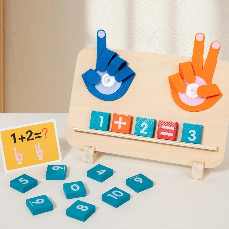Wooden Math Finger Counting Learning Toys Montessori Educational Aids Toddlers