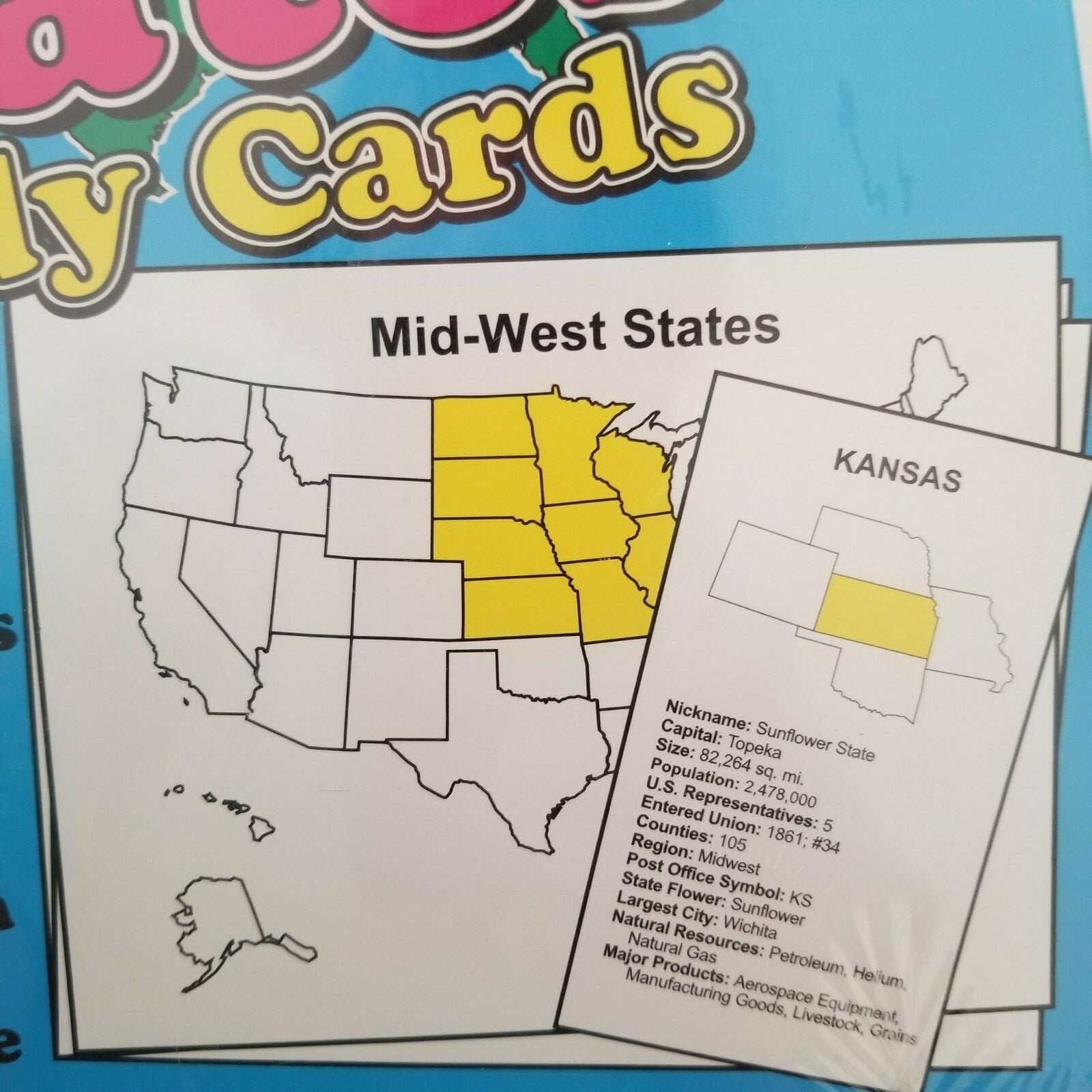 United States Study Cards Maps Facts w/ Teacher’s Guide Homeschool 4th Grade