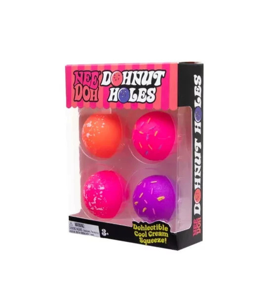 Authentic NeeDoh DohNut Holes Squishy Fidget Sensory Toy 4 Pack Multicolor Set